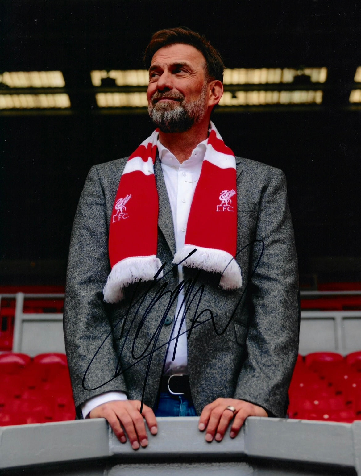 JURGEN KLOPP SIGNED LIVERPOOL FC KLOPP ON THE KOP 16x12 PHOTO (AFTAL COA)