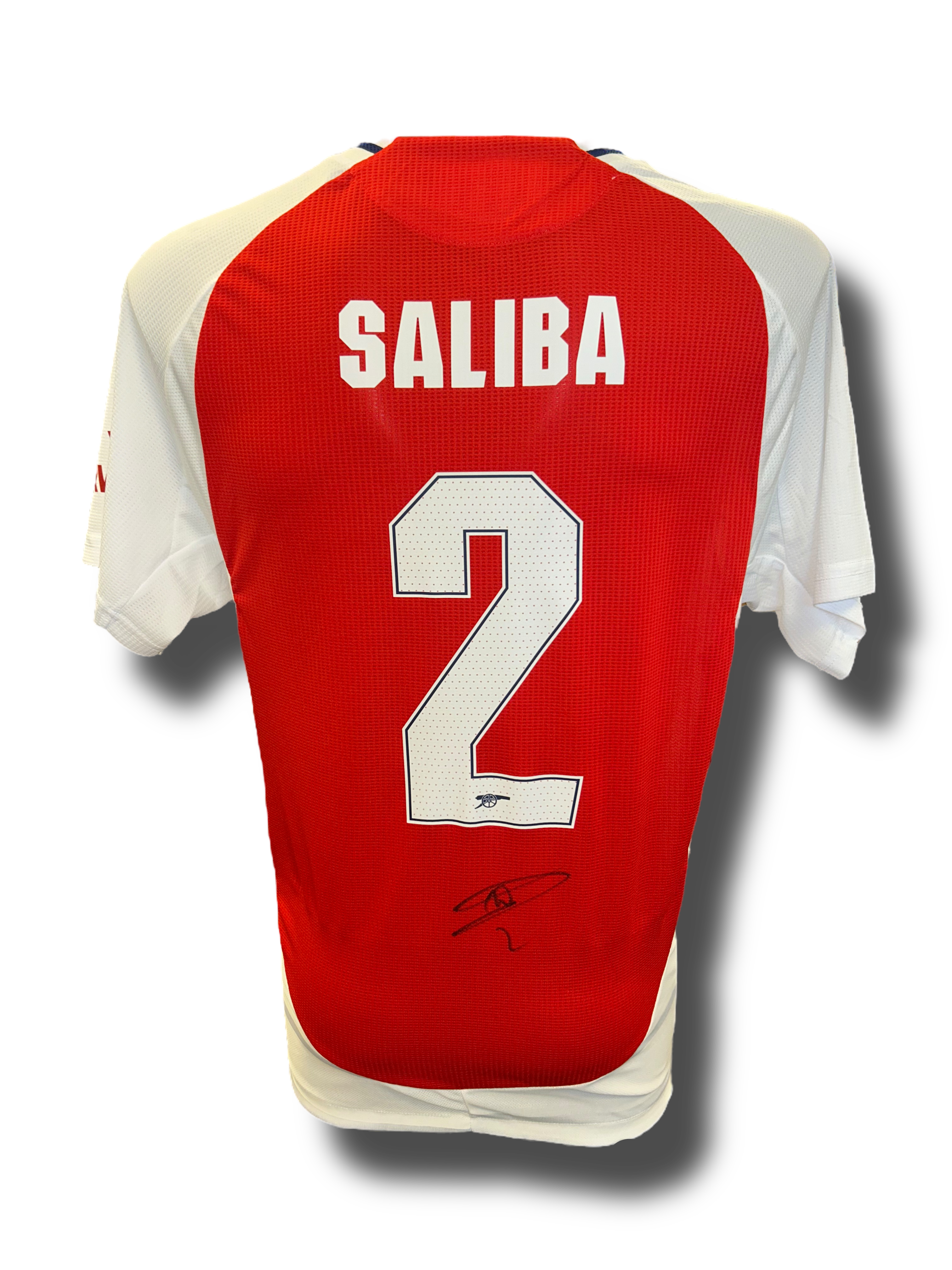 WILLIAM SALIBA SIGNED ARSENAL FC 2024/25 HOME UCL PLAYER SHIRT (AFTAL COA)