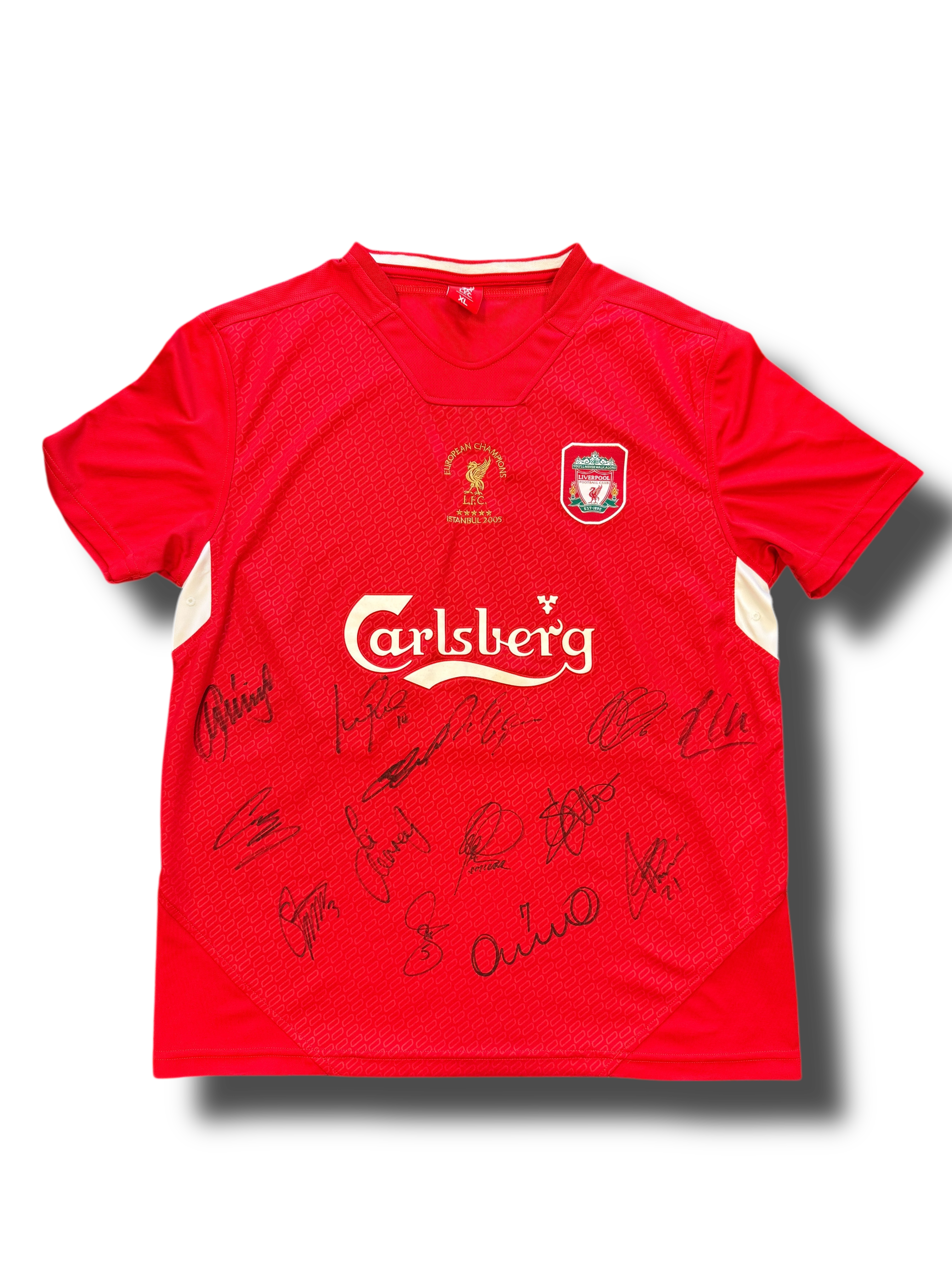 LIVERPOOL FC SIGNED ISTANBUL 2005 SQUAD SHIRT GERRARD ALONSO CARRAGHER (AFTAL COA) 2