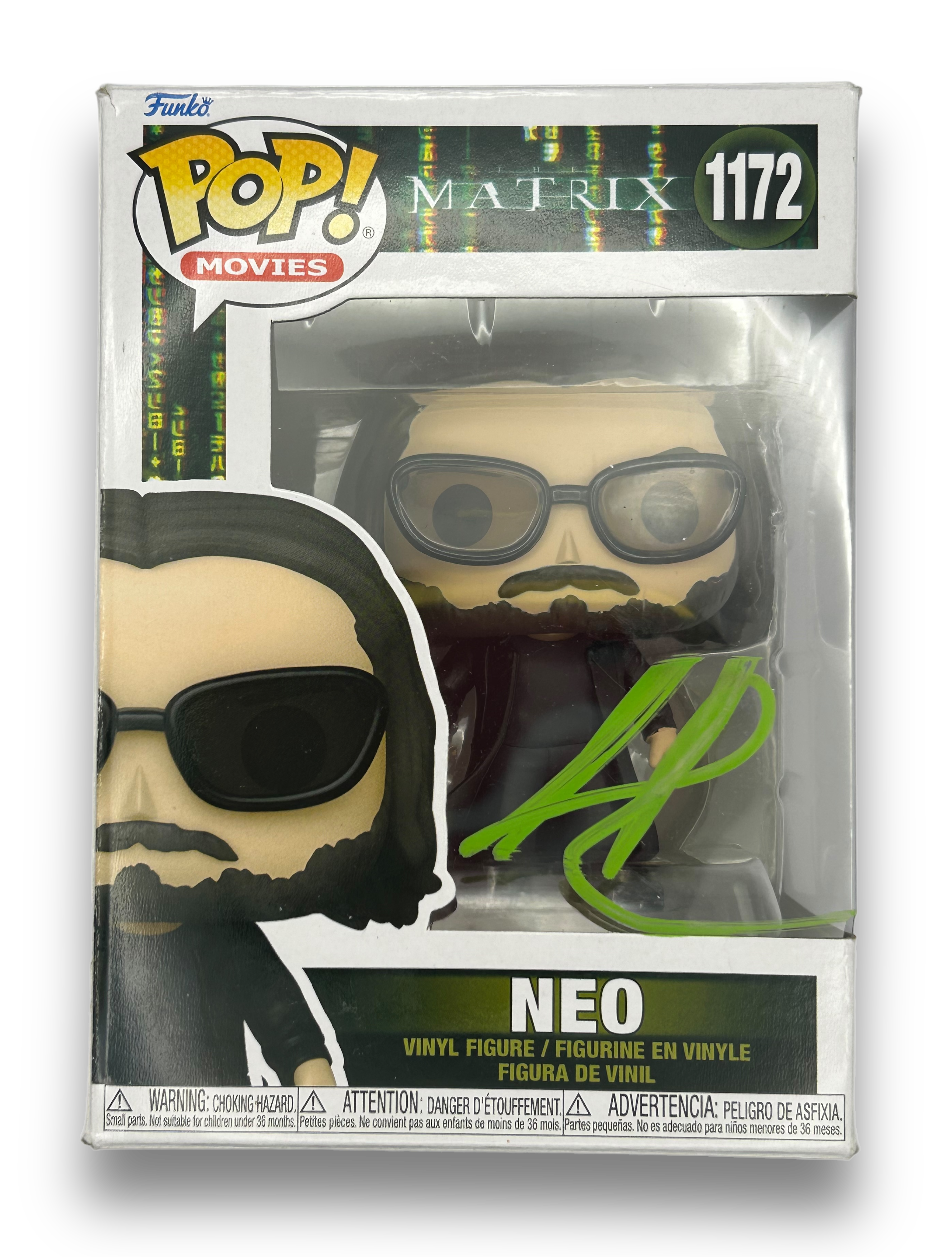 KEANU REEVES SIGNED NEO THE MATRIX FUNKO POP! #1772 (AFTAL COA)