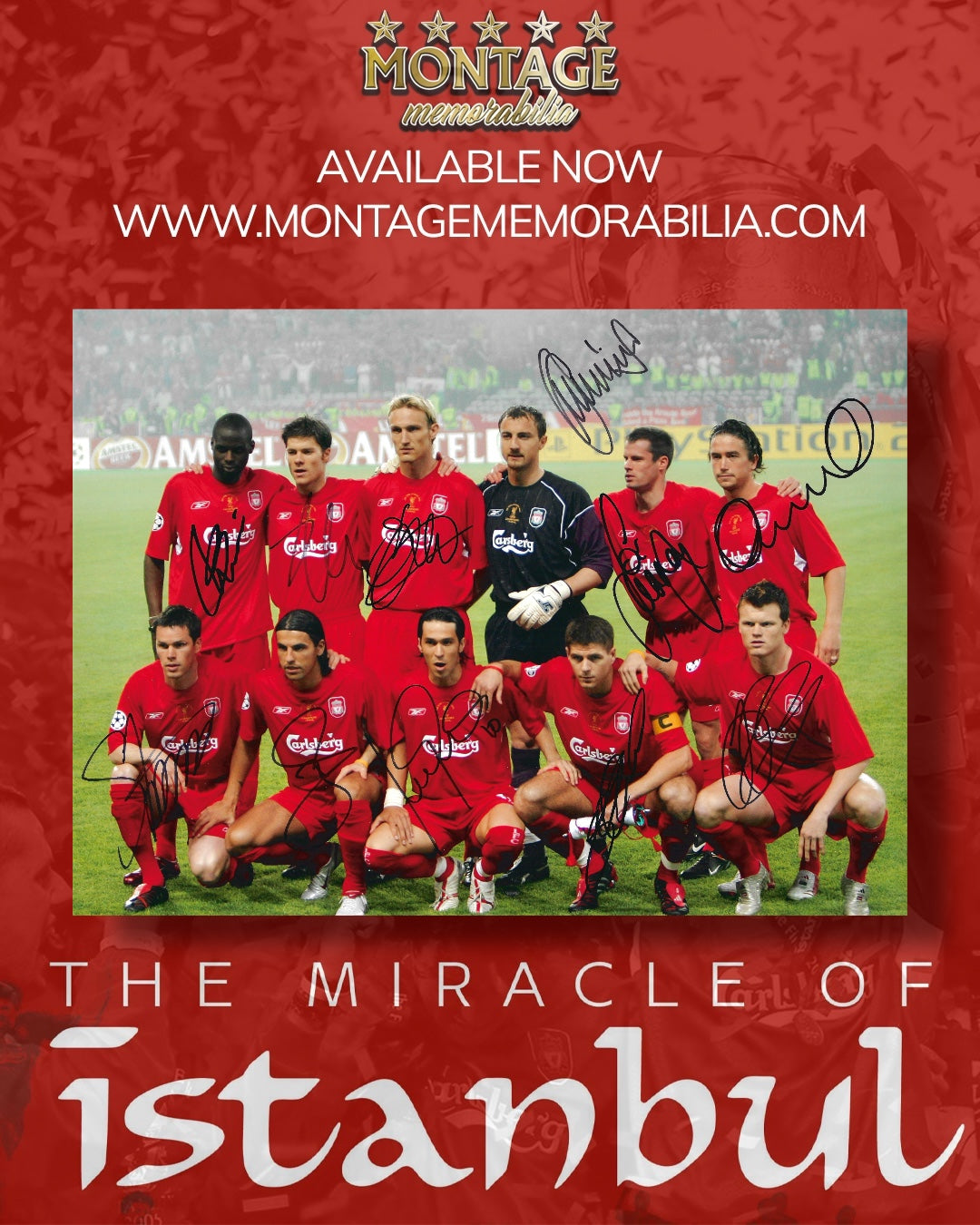 LIVERPOOL FC SIGNED ISTANBUL 2005 STARTING 11 16x12 PHOTO (AFTAL COA) 2