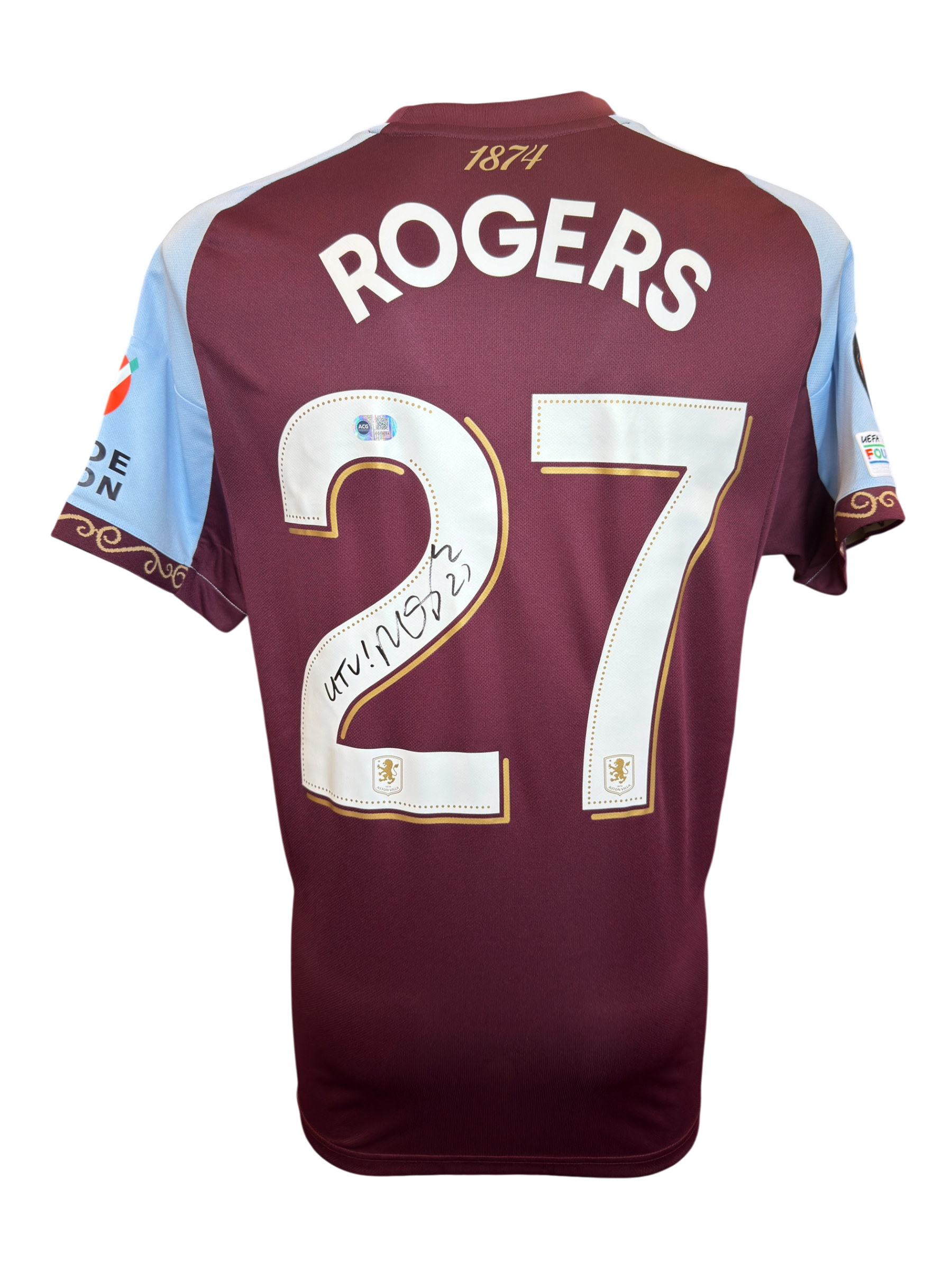 MORGAN ROGERS SIGNED 25/26 ASTON VILLA HOME UEL SHIRT (ACG CERT AG19084)