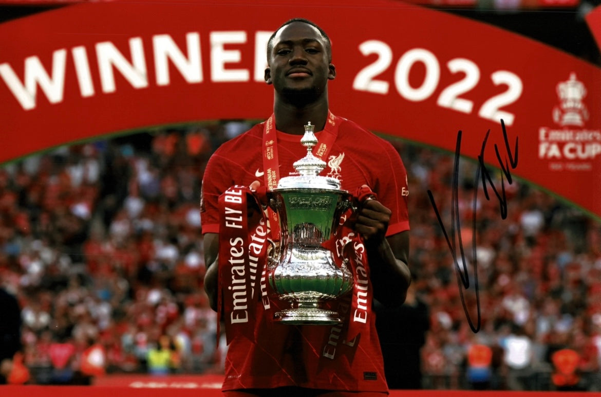 IBRAHIMA KONATE SIGNED LIVERPOOL FC FA CUP WIN 12x8 PHOTO (AFTAL COA)