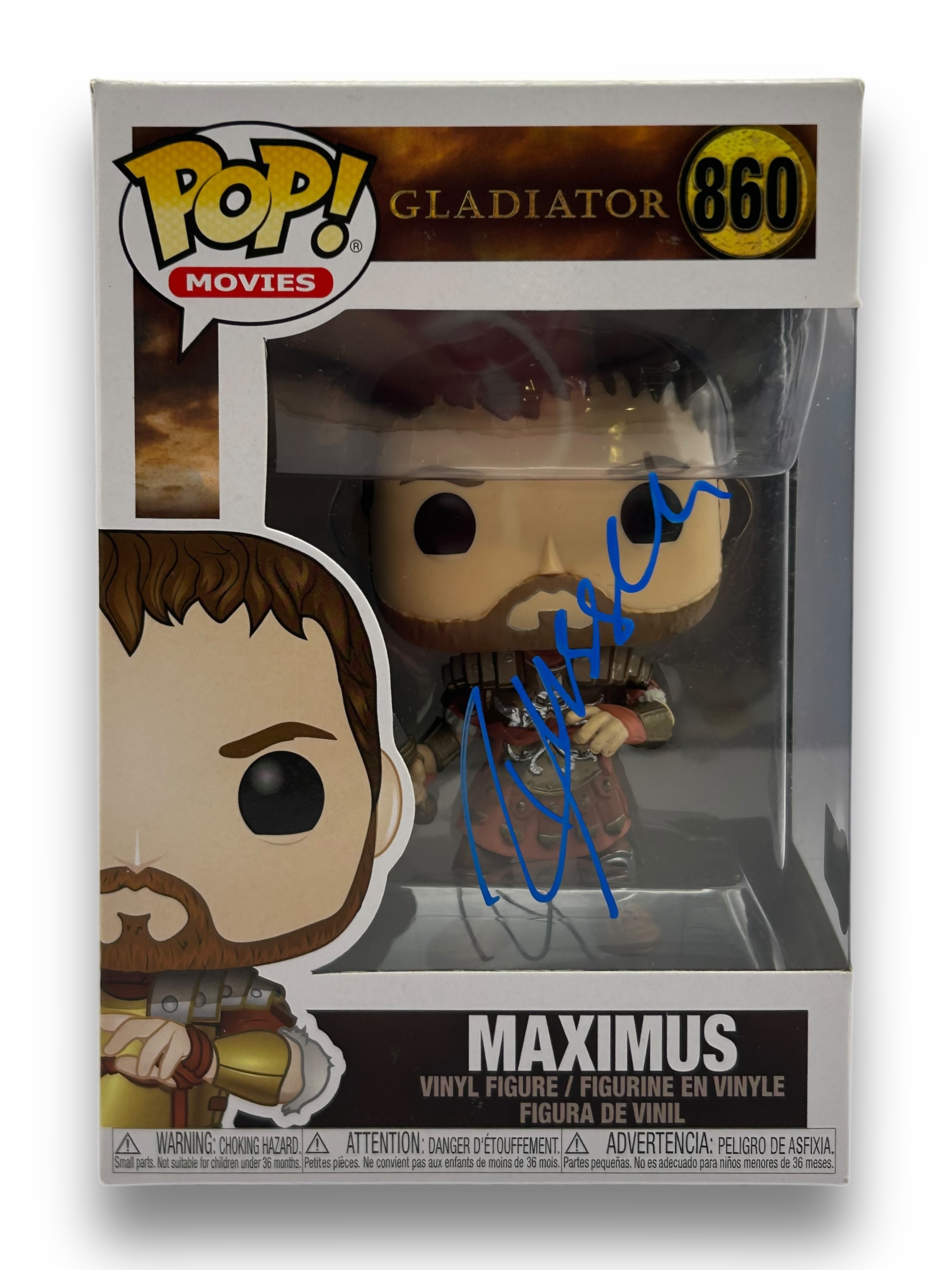 RUSSELL CROWE SIGNED MAXIMUS GLADIATOR #860 FUNKO POP! (AFTAL AUTHENTICATED)