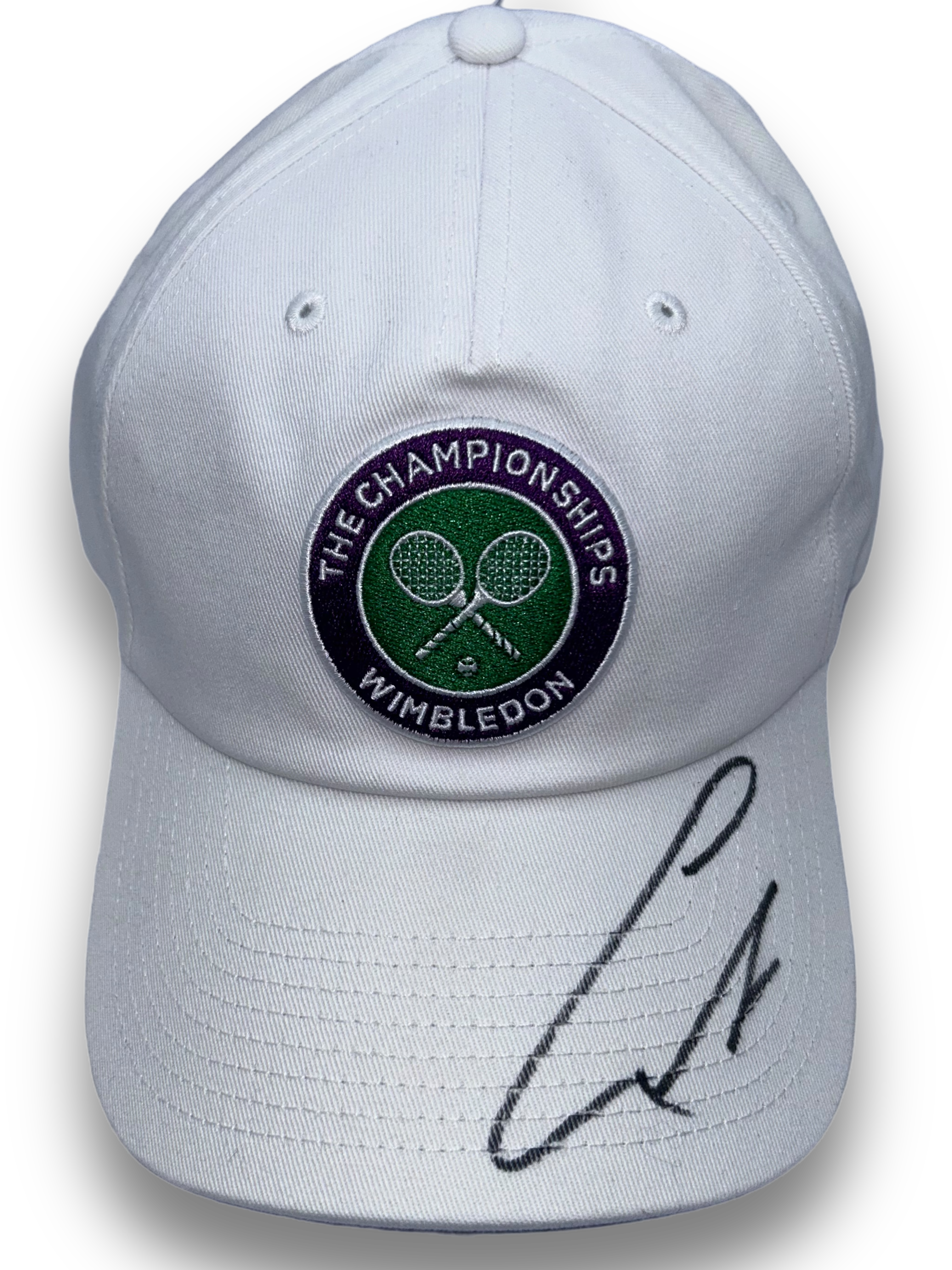 CARLOS ALCARAZ SIGNED WHITE WIMBLEDON CHAMPION TENNIS CAP (ACG CERT AG17607)