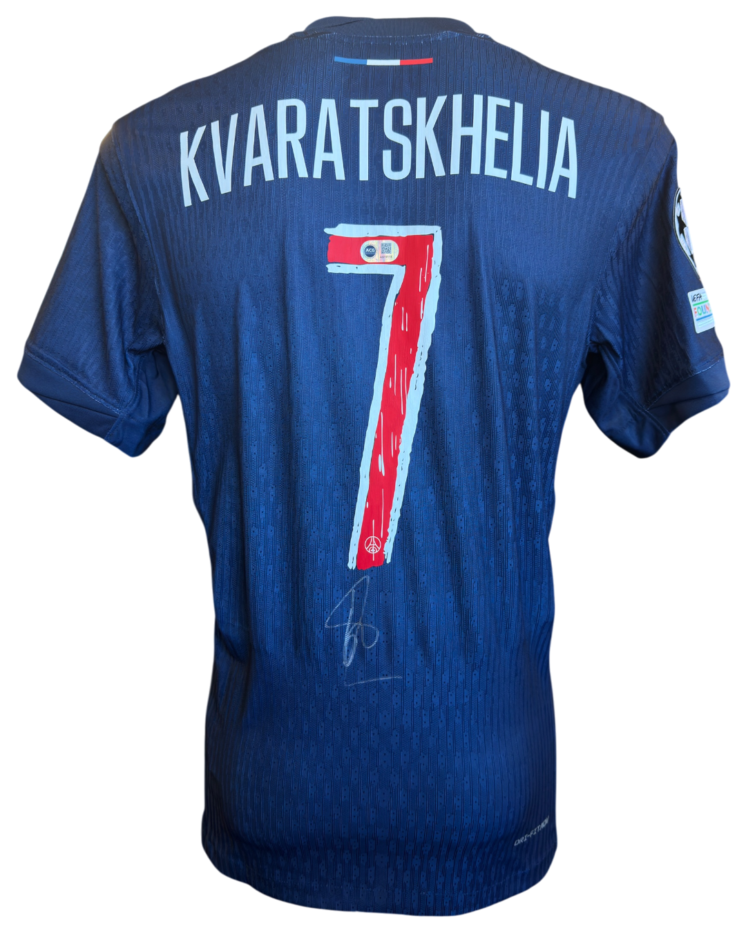 KHVICHA KVARATSKHELIA SIGNED 24/25 PARIS SAINT-GERMAIN HOME SHIRT (ACG CERT AG19115)