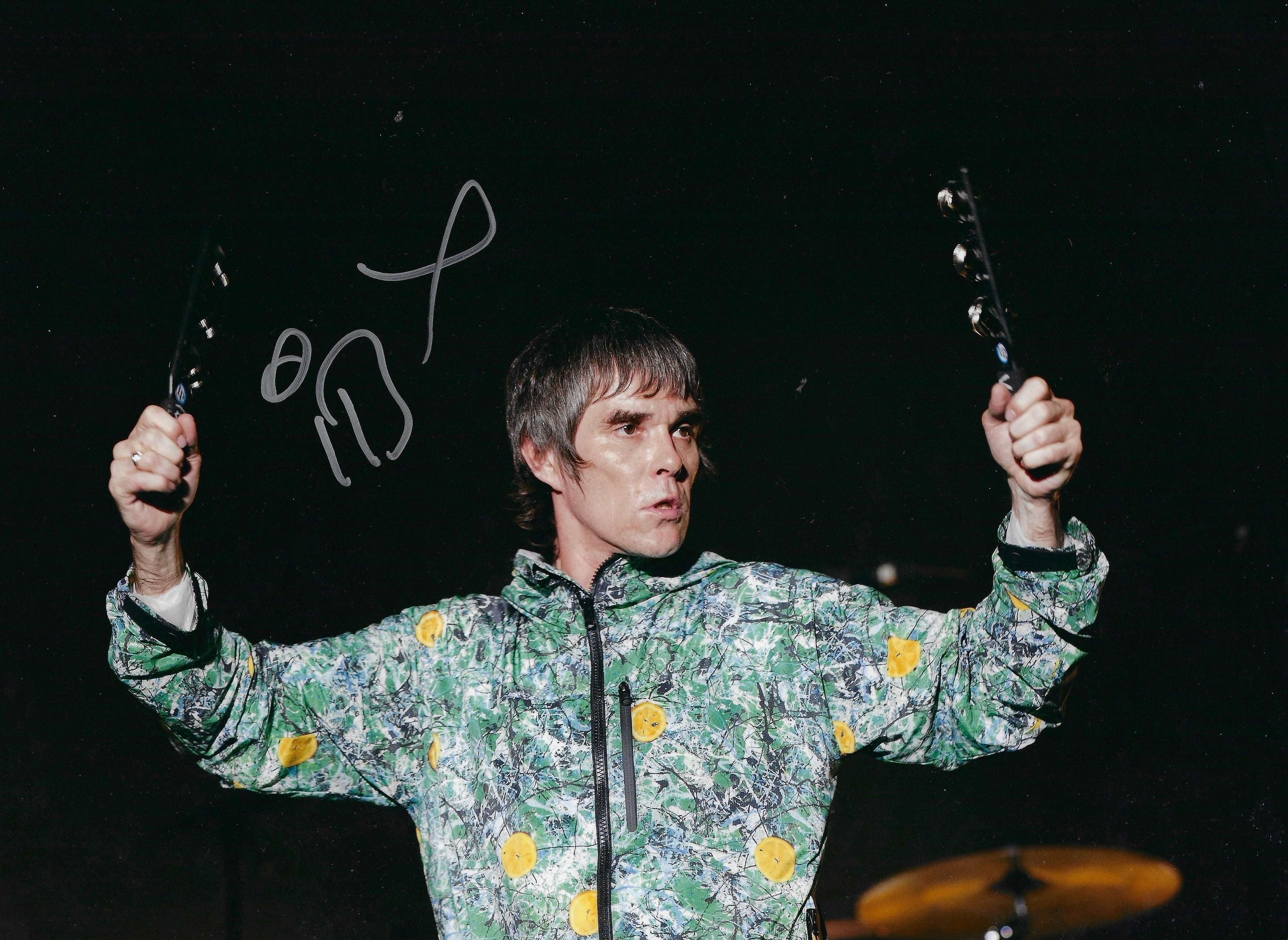 IAN BROWN SIGNED 16x12 STONE ROSES PHOTOGRAPH (AFTAL COA) 12