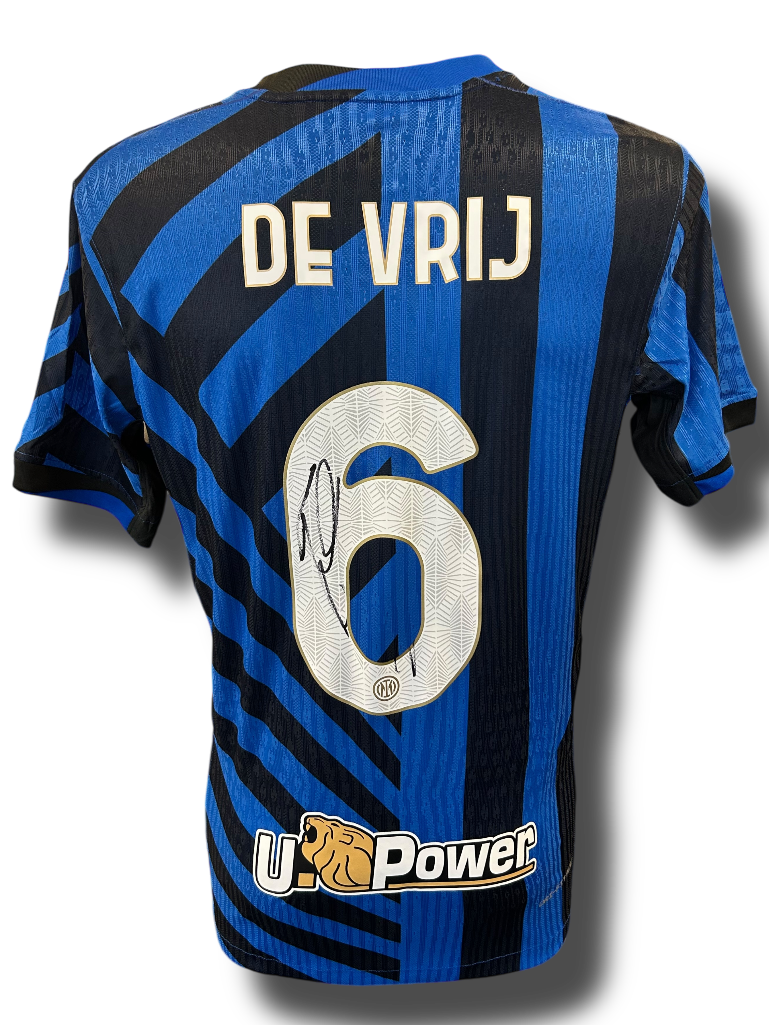 STEFAN DE VRIJ SIGNED 2024/25 INTER MILAN HOME PLAYER SHIRT DE VRIJ 6 (AFTAL COA)
