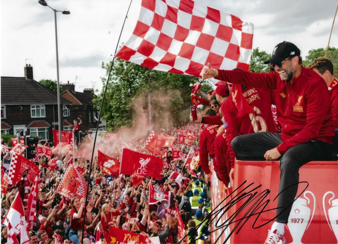 JURGEN KLOPP SIGNED LIVERPOOL FC CHAMPIONS LEAGUE WIN 16x12 (AFTAL COA) 2