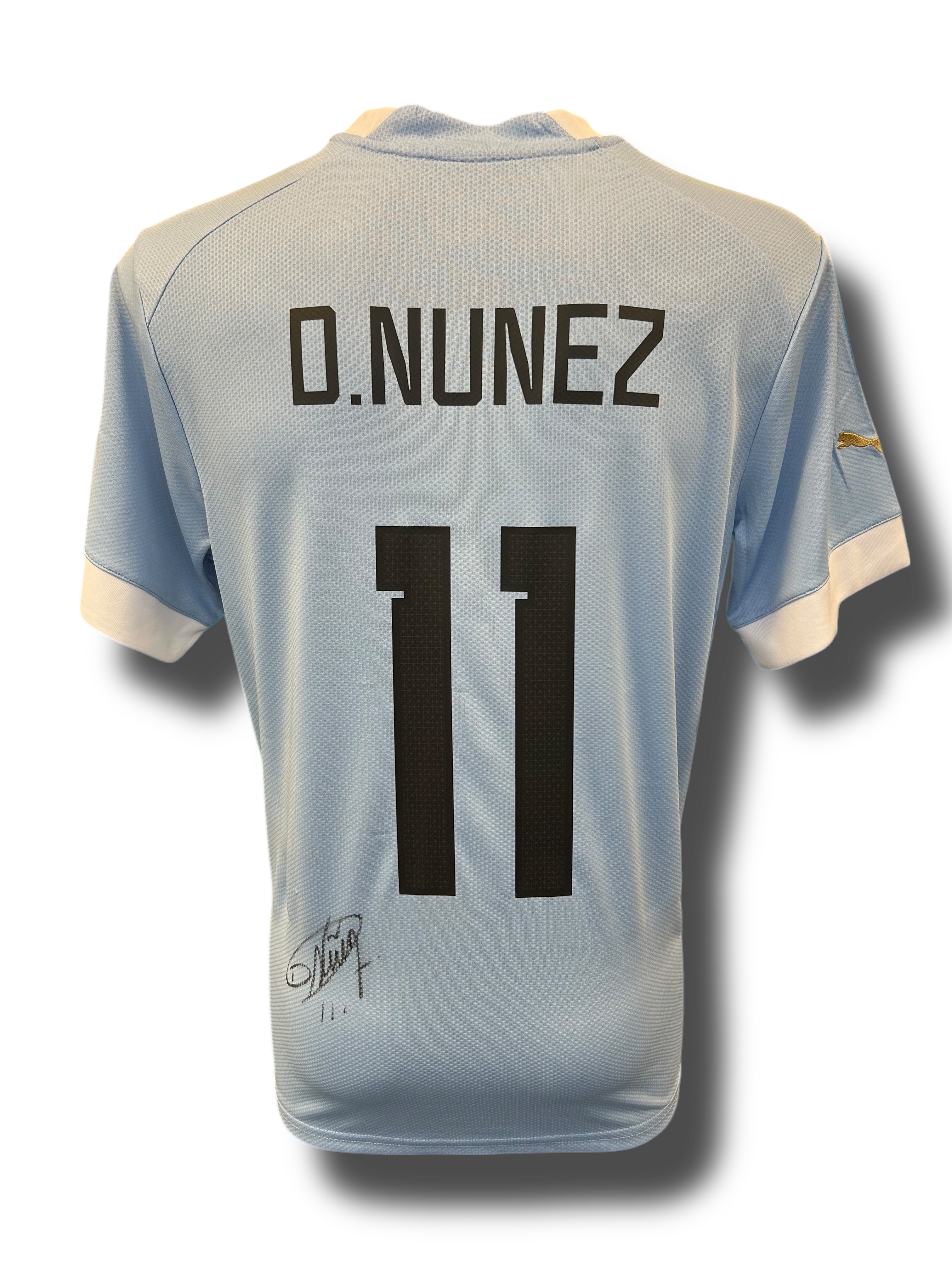 DARWIN NUNEZ SIGNED URUGUAY 2022 HOME SHIRT (AFTAL COA)