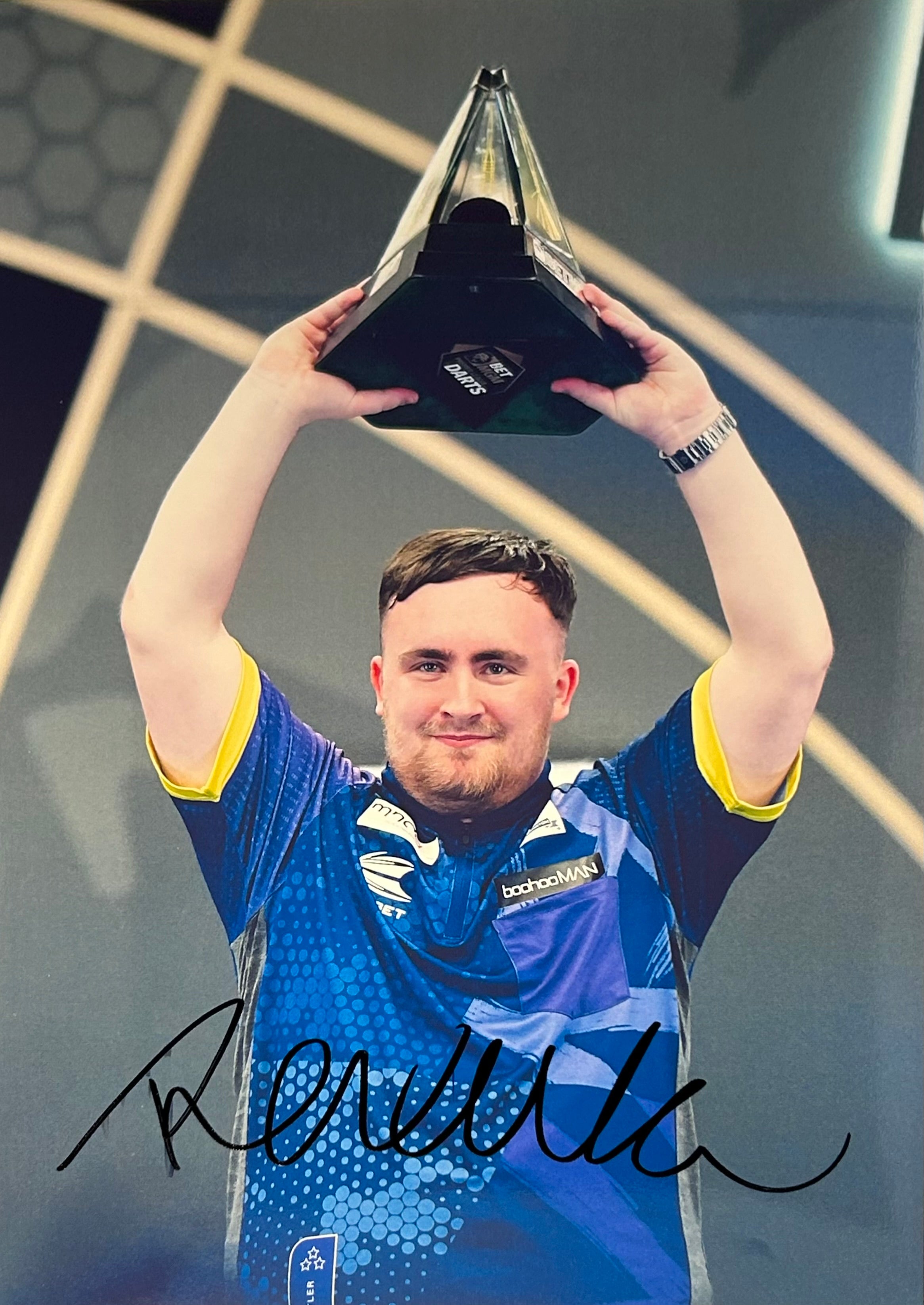 LUKE THE NUKE LITTLER SIGNED PREMIER LEAGUE DARTS CHAMPION 12x8 (AFTAL COA) 5