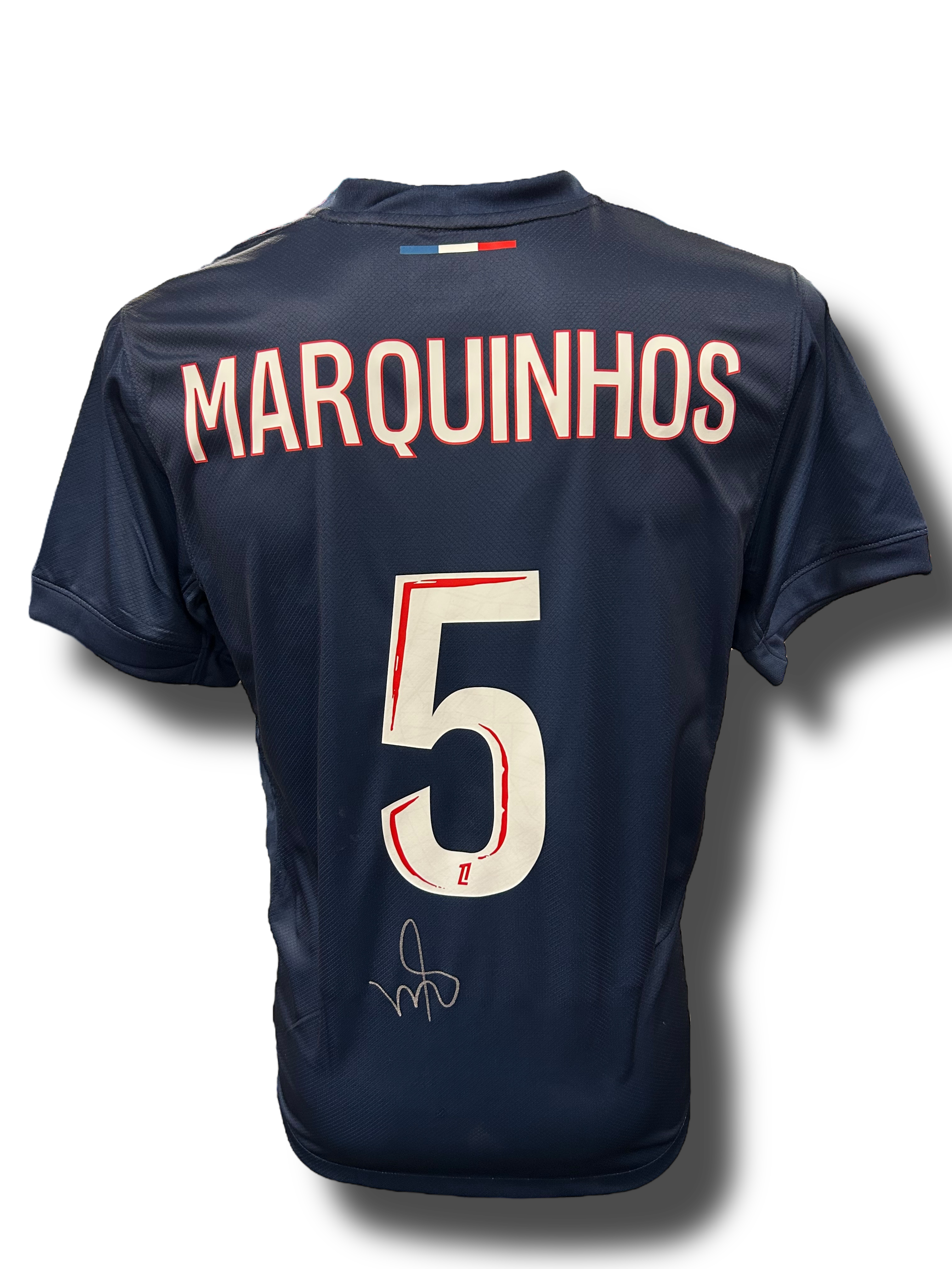 MARQUINHOS SIGNED 2024/25 PSG HOME SHIRT MARQUINHOS 5 (AFTAL COA)