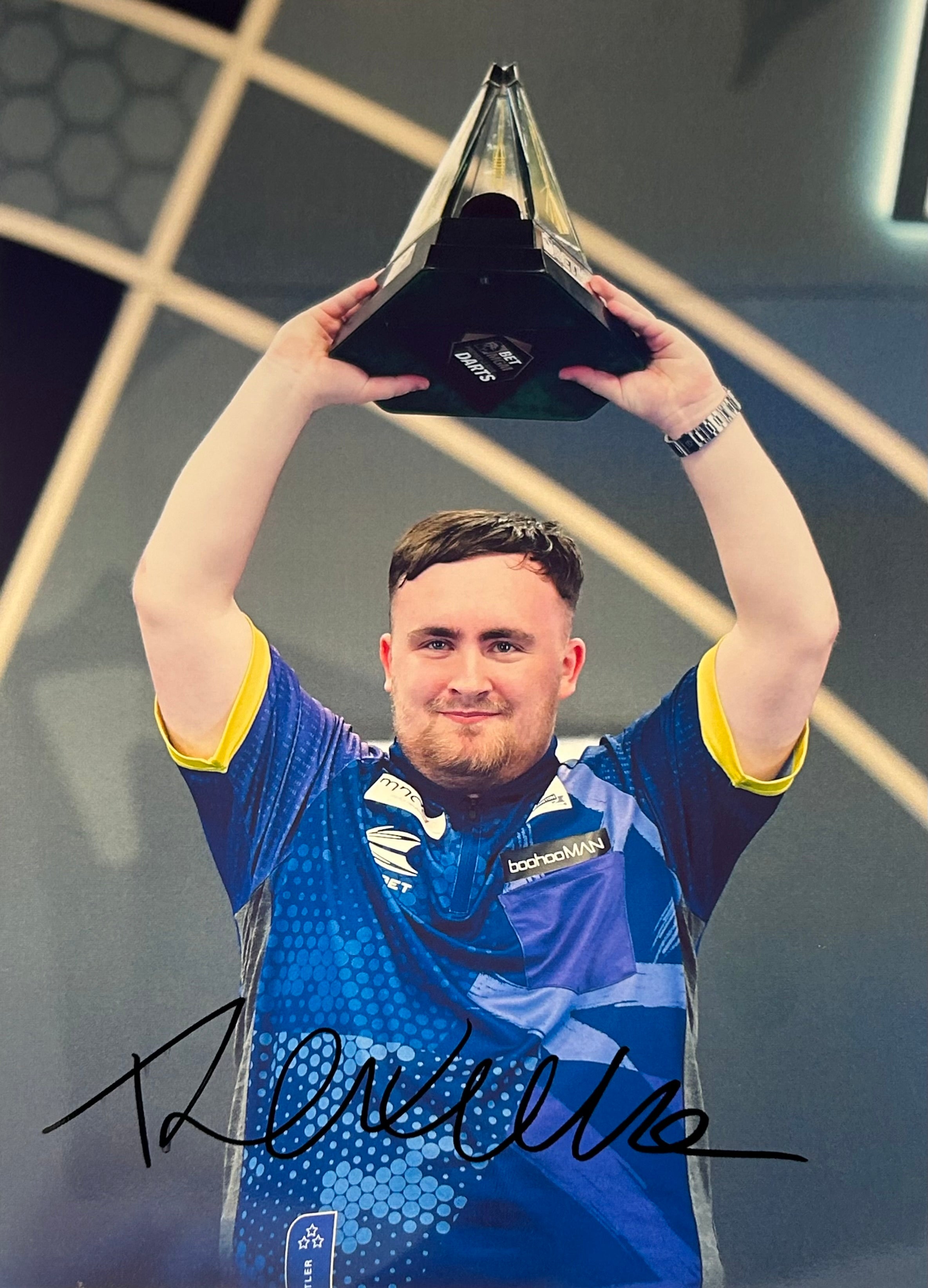 LUKE THE NUKE LITTLER SIGNED PREMIER LEAGUE DARTS CHAMPION 12x8 (AFTAL COA) 6