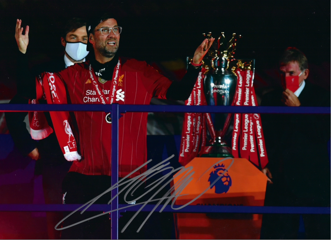 JURGEN KLOPP SIGNED LIVERPOOL FC PREMIER LEAGUE WIN 16x12 (AFTAL COA) 2