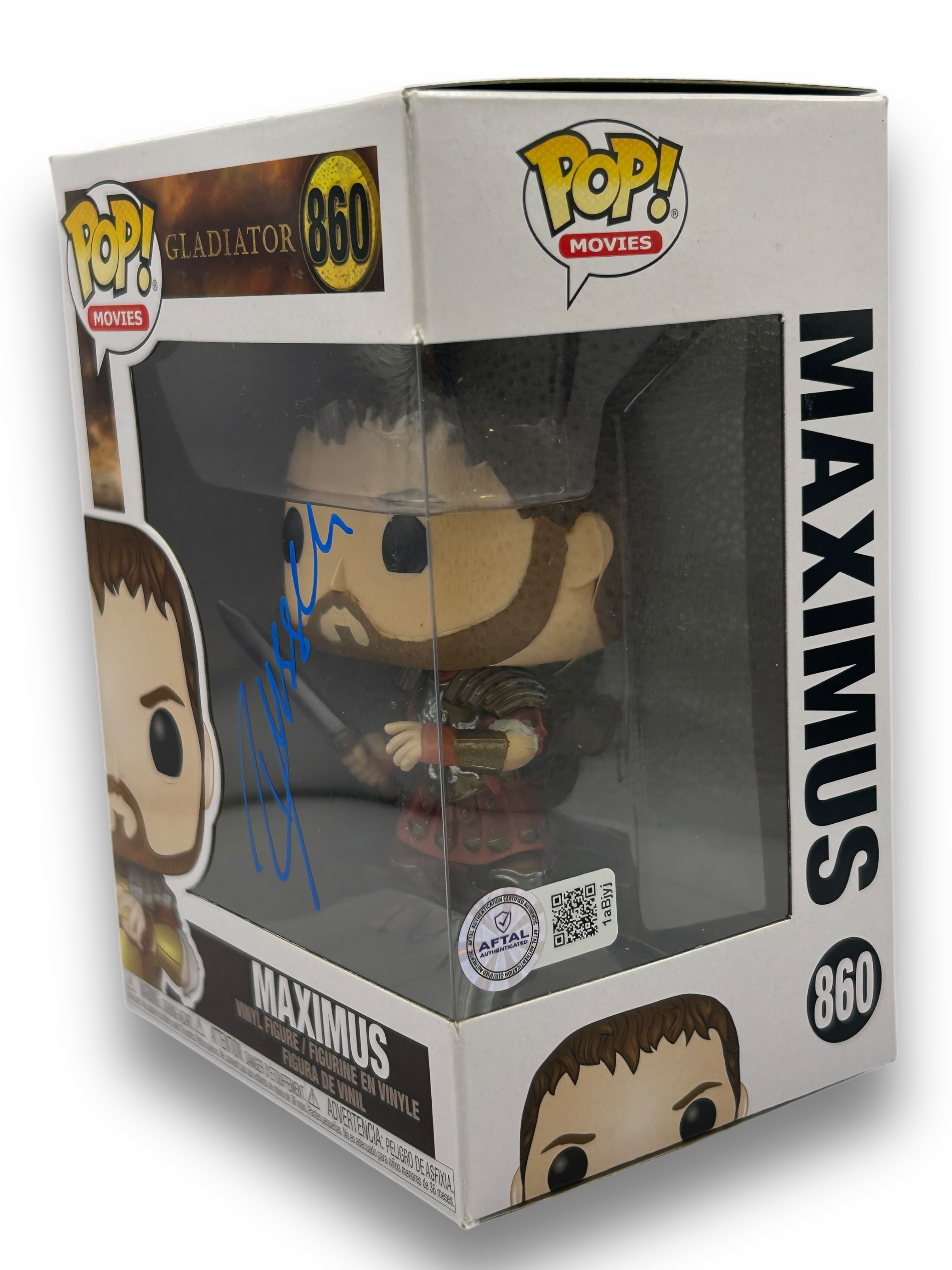 RUSSELL CROWE SIGNED MAXIMUS GLADIATOR #860 FUNKO POP! (AFTAL AUTHENTICATED)