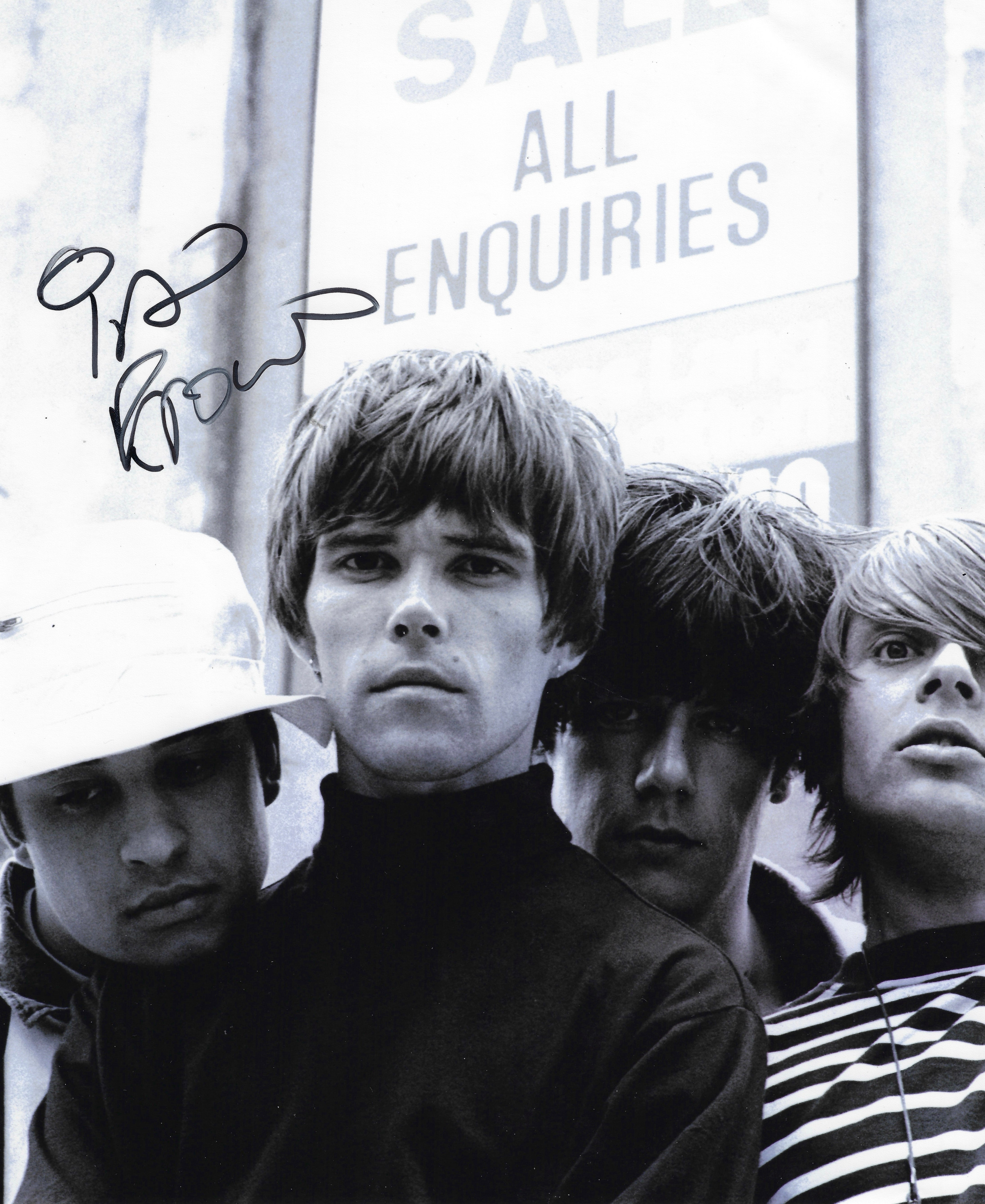 IAN BROWN SIGNED 12x10 STONE ROSES PHOTOGRAPH (AFTAL COA)