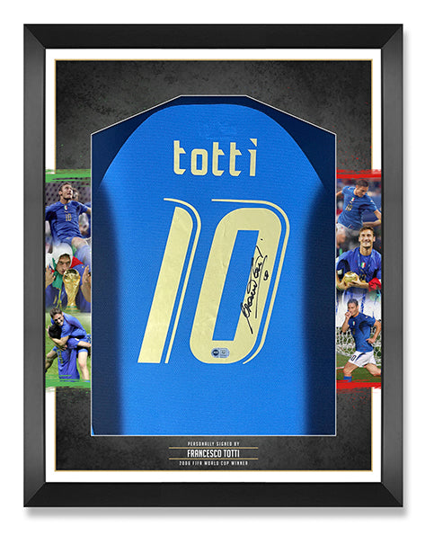FRANCESCO TOTTI SIGNED & FRAMED ITALY 2006 WORLD CUP WINNERS SHIRT (ACG CERT)