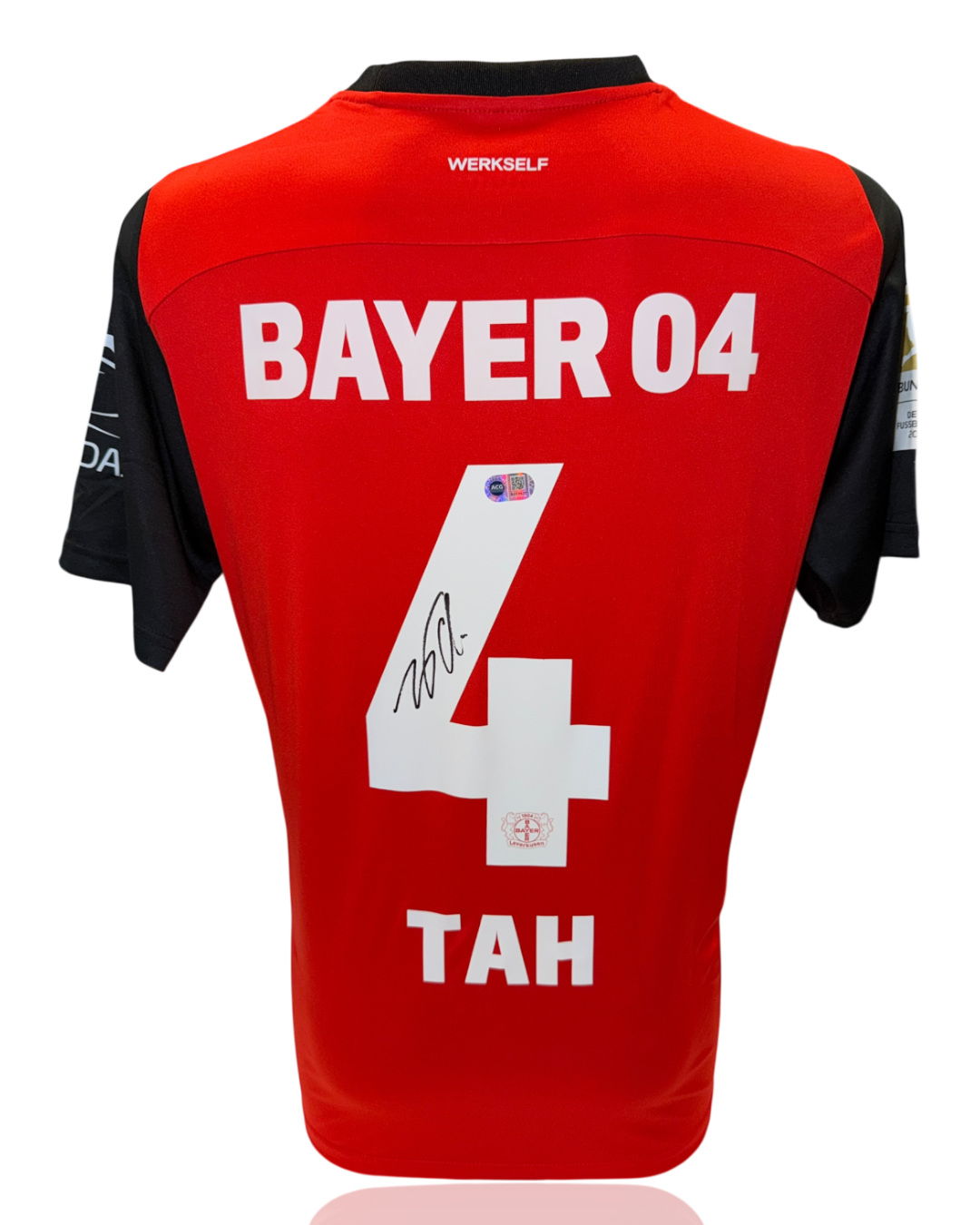 JONATHAN TAH SIGNED 2024/25 BAYER 04 LEVERKUSEN HOME SHIRT (ACG CERT AG17637)