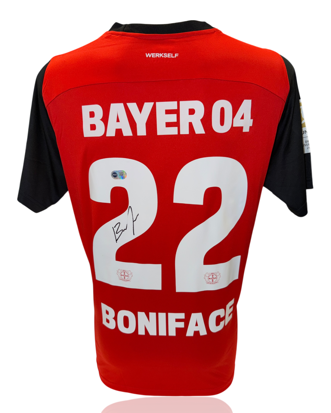 VICTOR BONIFACE SIGNED 2024/25 BAYER 04 LEVERKUSEN HOME SHIRT (ACG CERT AG17638)