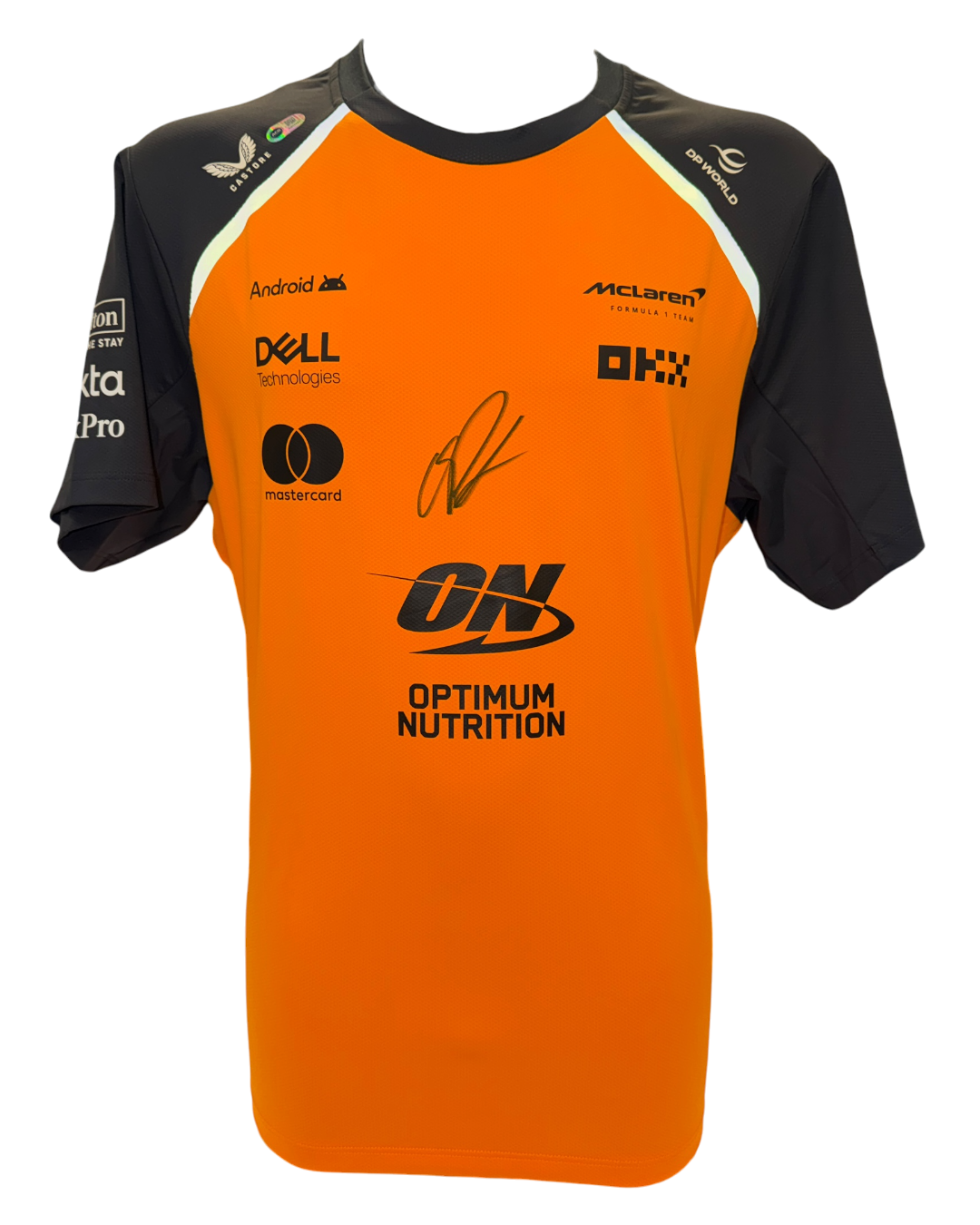 OSCAR PIASTRI SIGNED MCLAREN CASTORE 2025 FORMULA 1 T-SHIRT (ACG CERT AG17783)