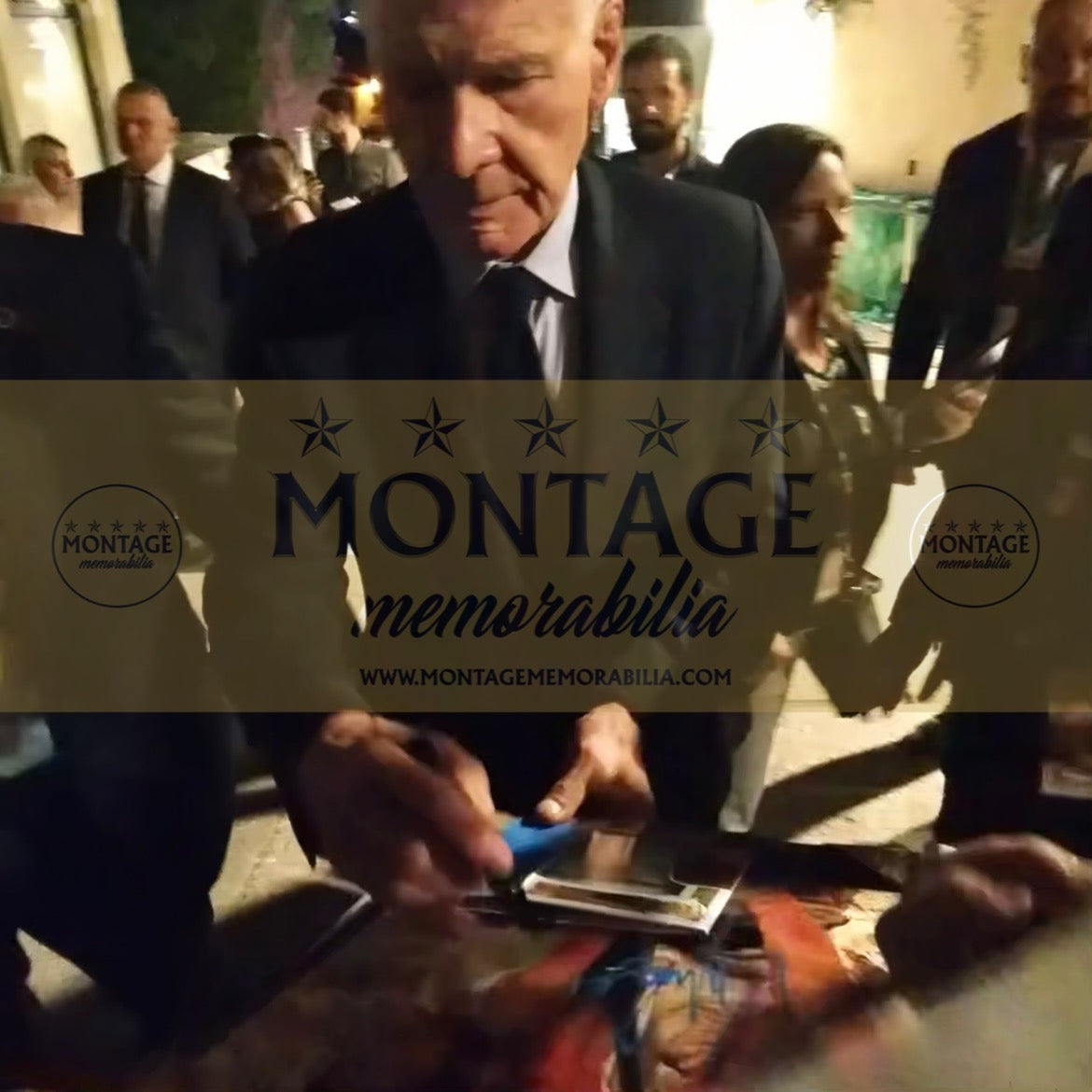 HARRISON FORD & KE HUY QUAN SIGNED INDIANA JONES 14x11 PHOTO (ACG CERT AG16698)