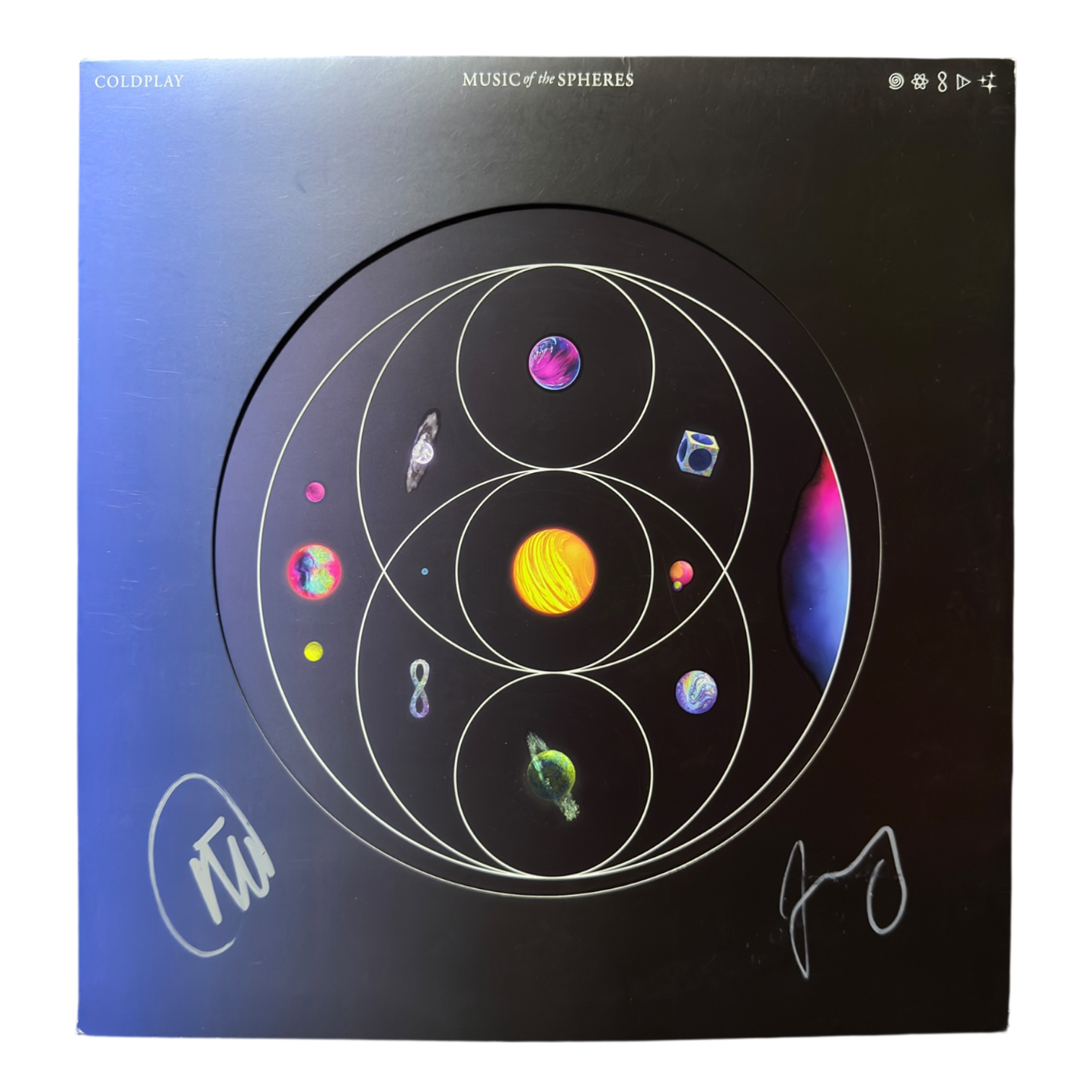 JONNY BUCKLAND & WILL CHAMPION SIGNED COLDPLAY SPHERES VINYL (ACG CERT AG17958)