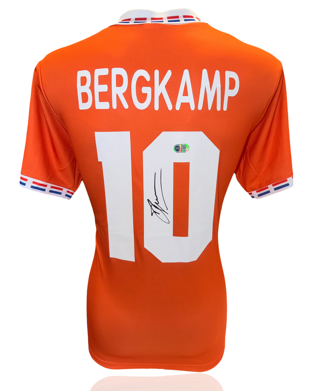DENNIS BERGKAMP SIGNED HOLLAND 1994 HOME SHIRT (ACG WITNESS AG46500)