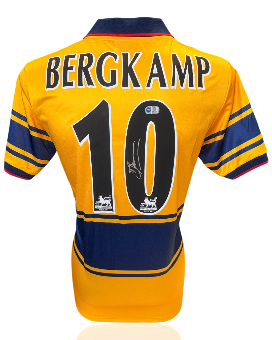 DENNIS BERGKAMP SIGNED ARSENAL FC 1997/99 AWAY SHIRT (ACG WITNESS AG46504)