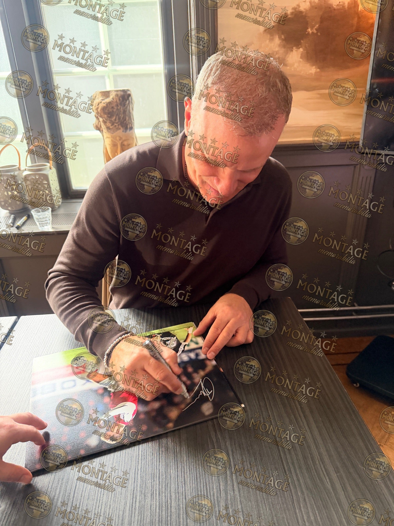 DENNIS BERGKAMP SIGNED ARSENAL 14X11 NEWCASTLE GOAL PHOTO (ACG WITNESS AG46487)