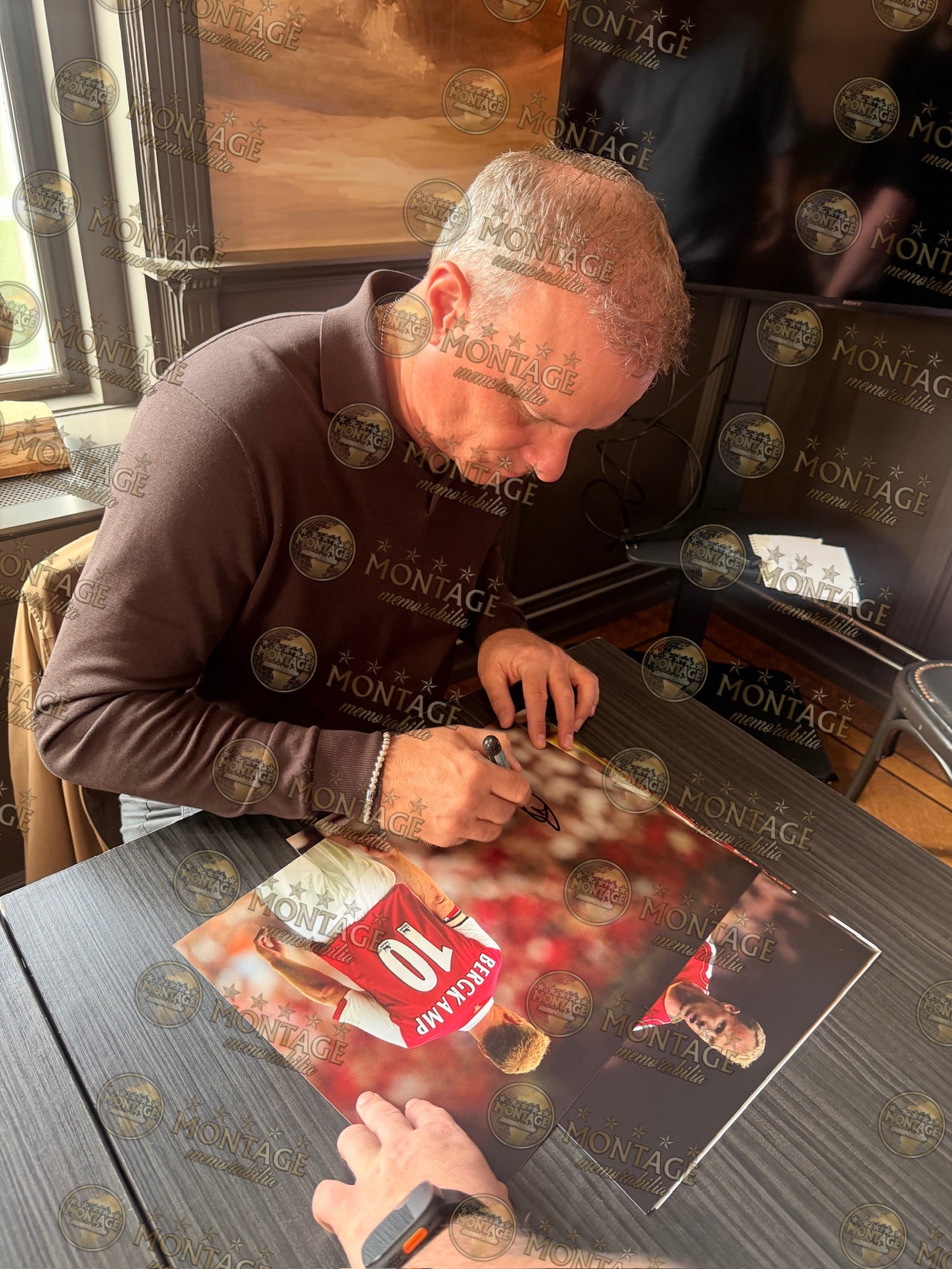 DENNIS BERGKAMP SIGNED ARSENAL FC 14X11 PHOTO (ACG WITNESS AG46493)