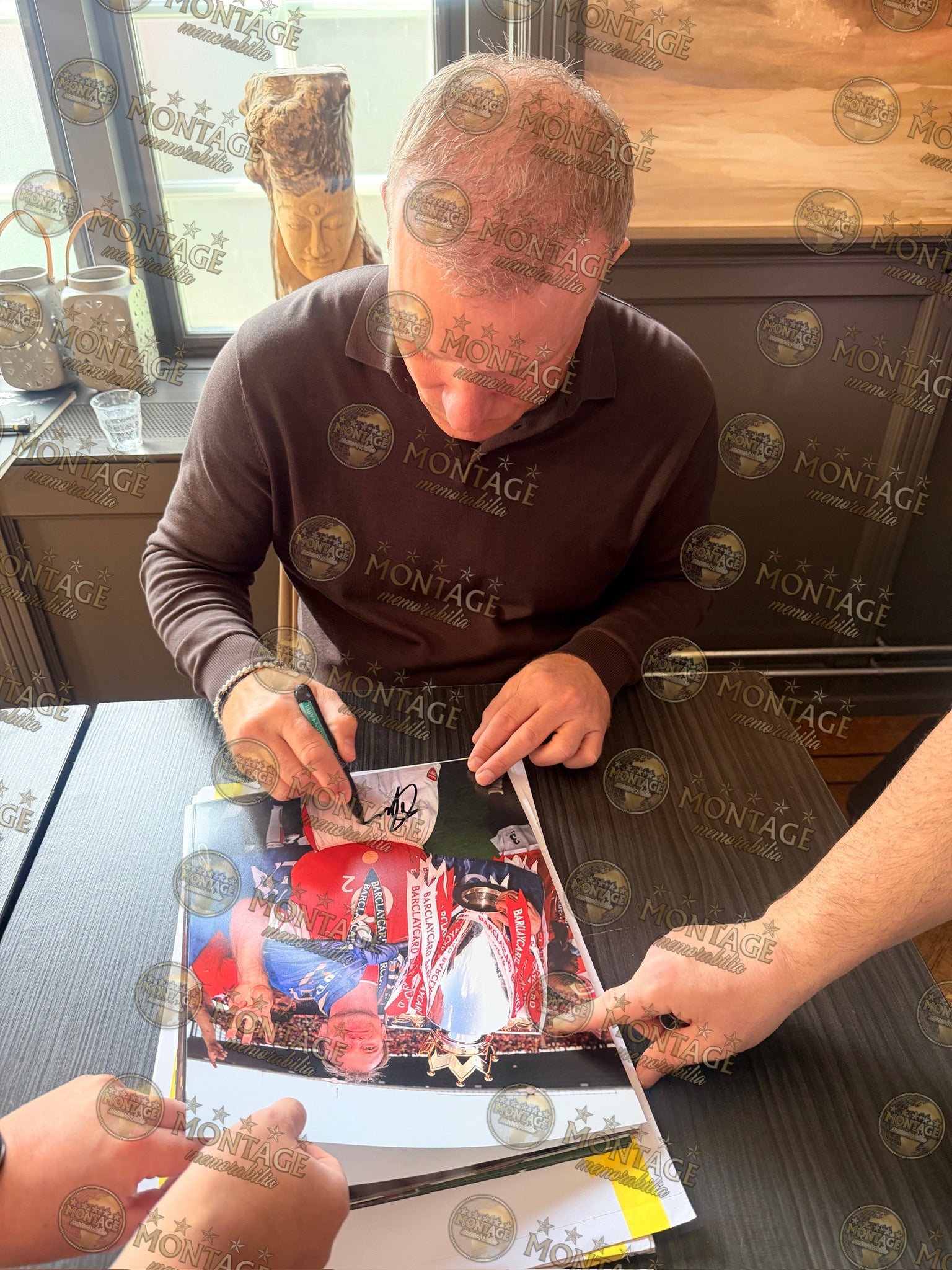 DENNIS BERGKAMP SIGNED ARSENAL FC INVINCIBLES 14X11 PHOTO (ACG WITNESS AG46495)