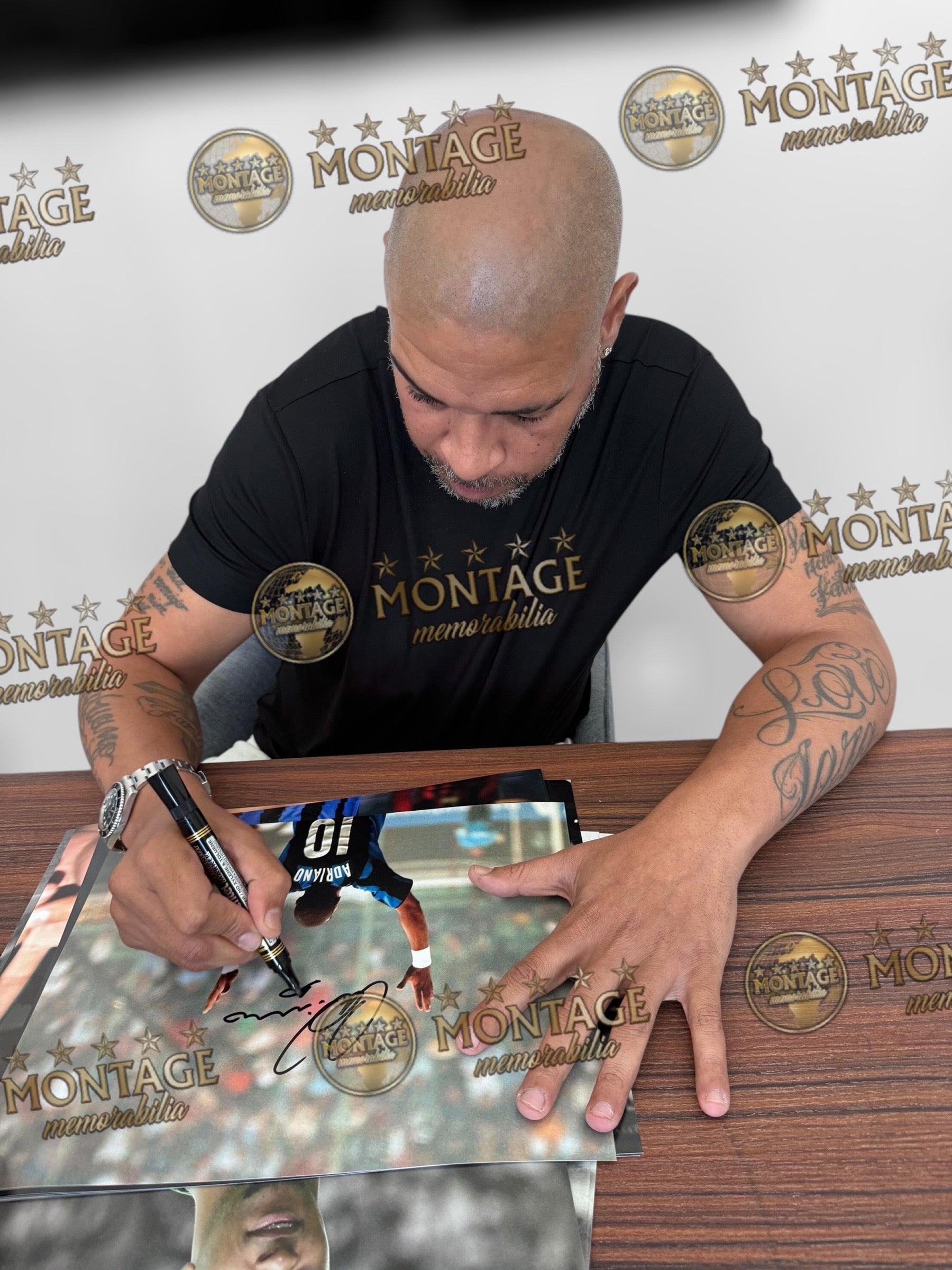 ADRIANO SIGNED INTER MILAN LEGEND 14x11 PHOTO (ACG CERT AG17319)