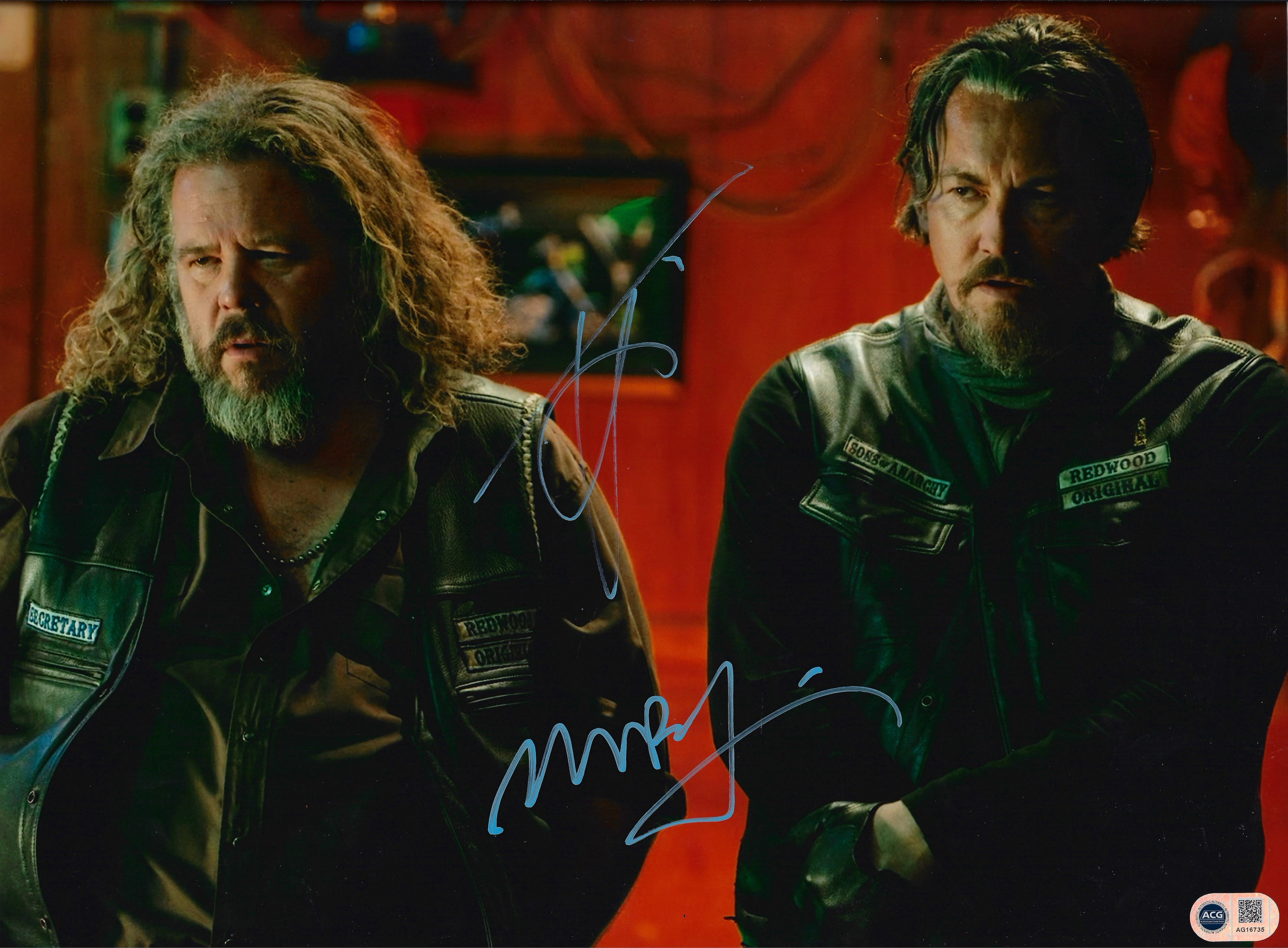 TOMMY FLANAGAN & MARK BOONE JUNIOR SIGNED SONS OF ANARCHY 16x12 PHOTO (ACG CERT AG16735)