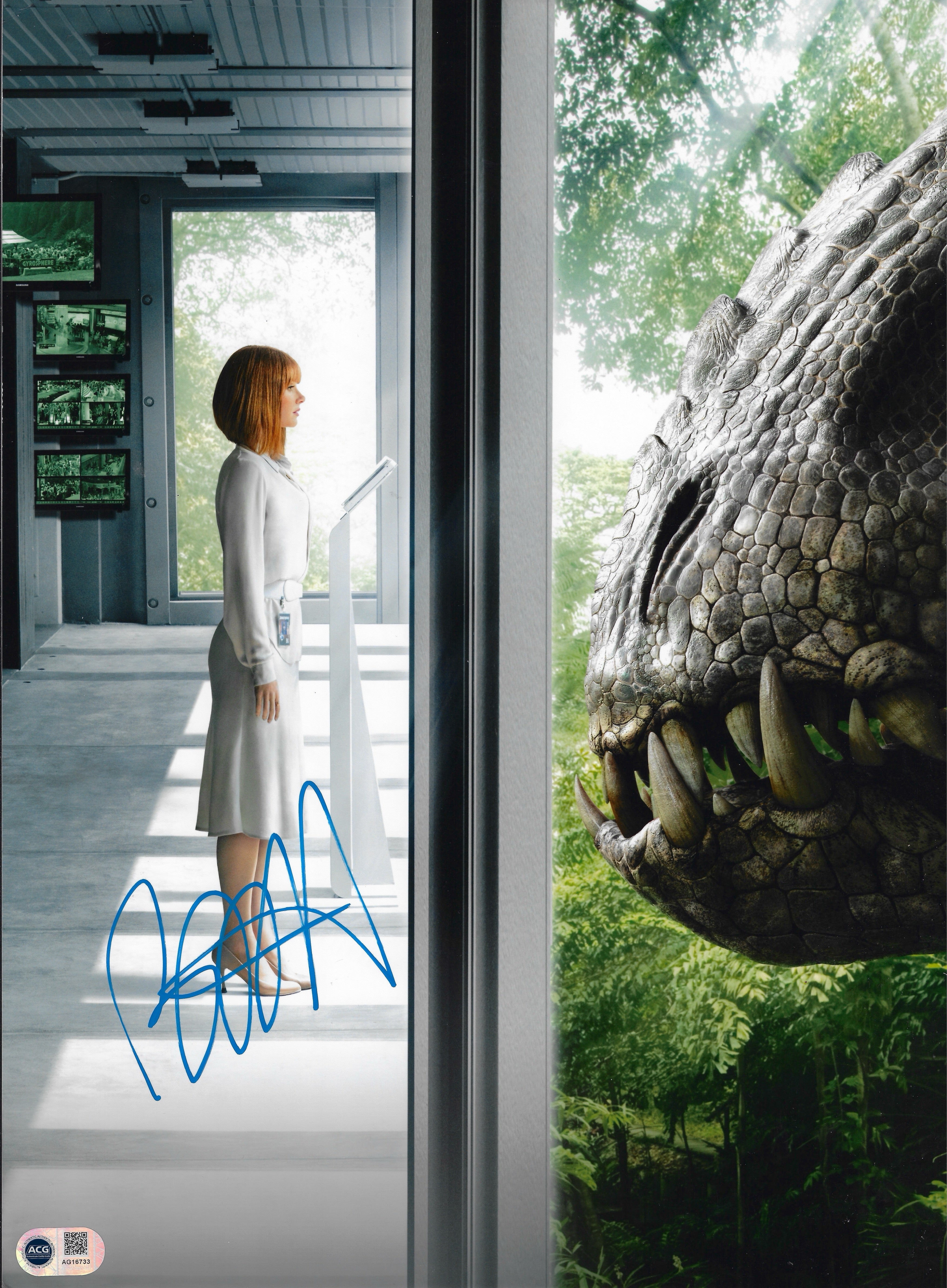 BRYCE DALLAS HOWARD SIGNED JURASSIC WORLD 16x12 PHOTO (ACG CERT AG16733)