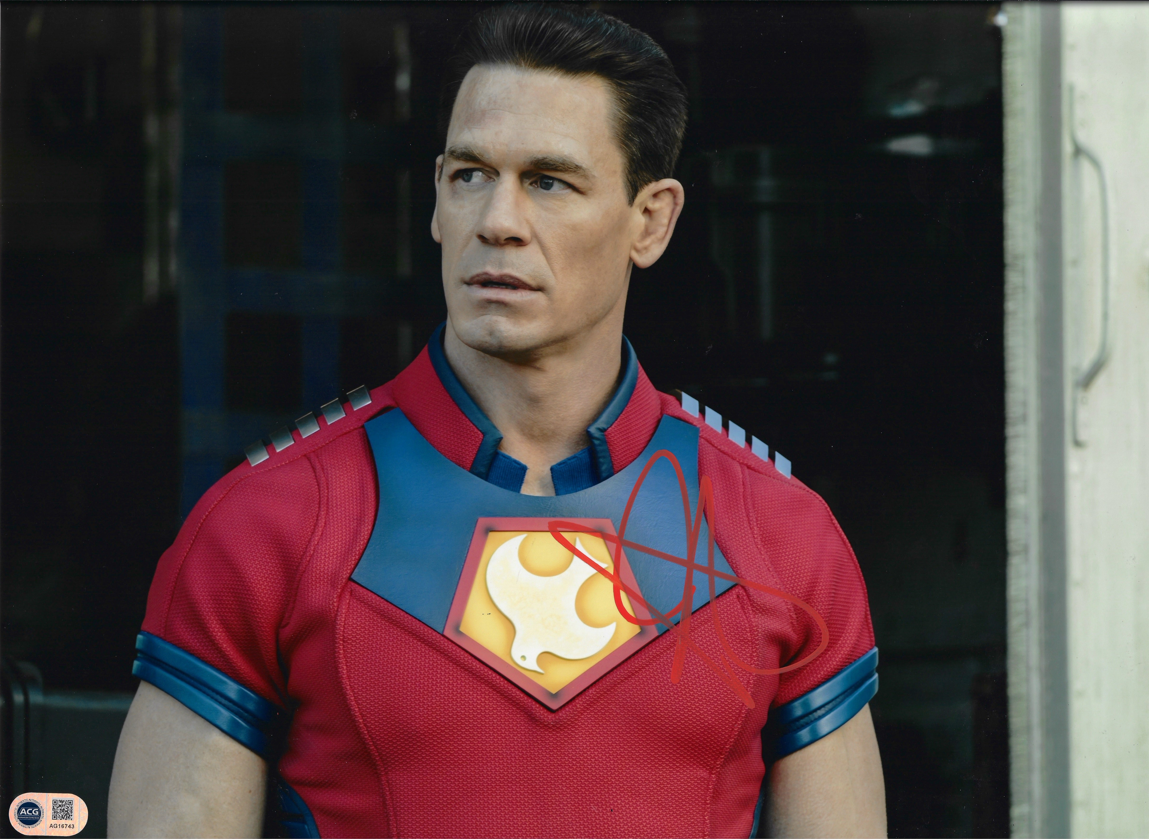 JOHN CENA SIGNED PEACEMAKER SUICIDE SQUAD 16x12 PHOTO (ACG CERT AG16743)