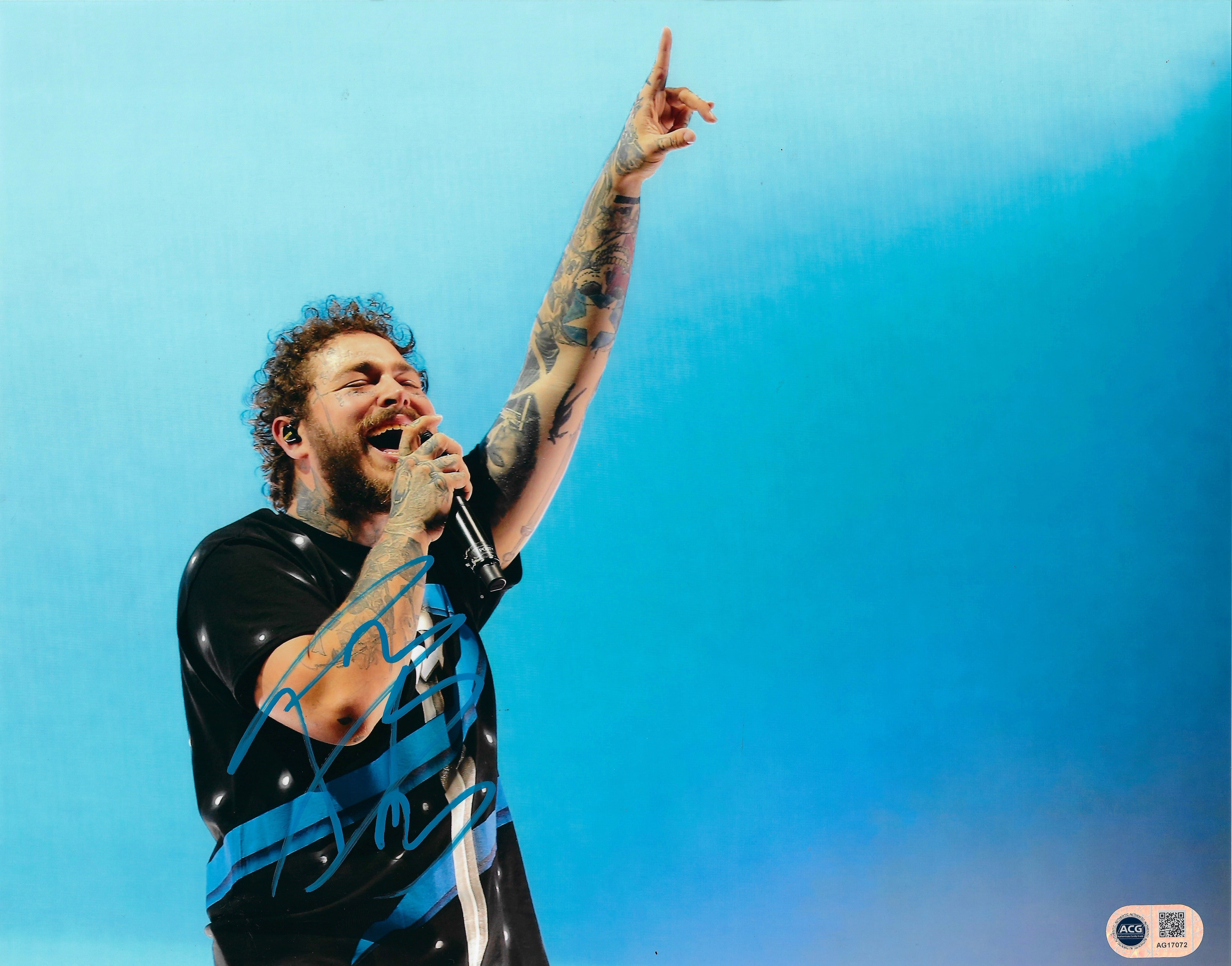 POST MALONE SIGNED 14x11 PHOTO HOLLYWOOD’S BLEEDING (ACG CERT AG17072)