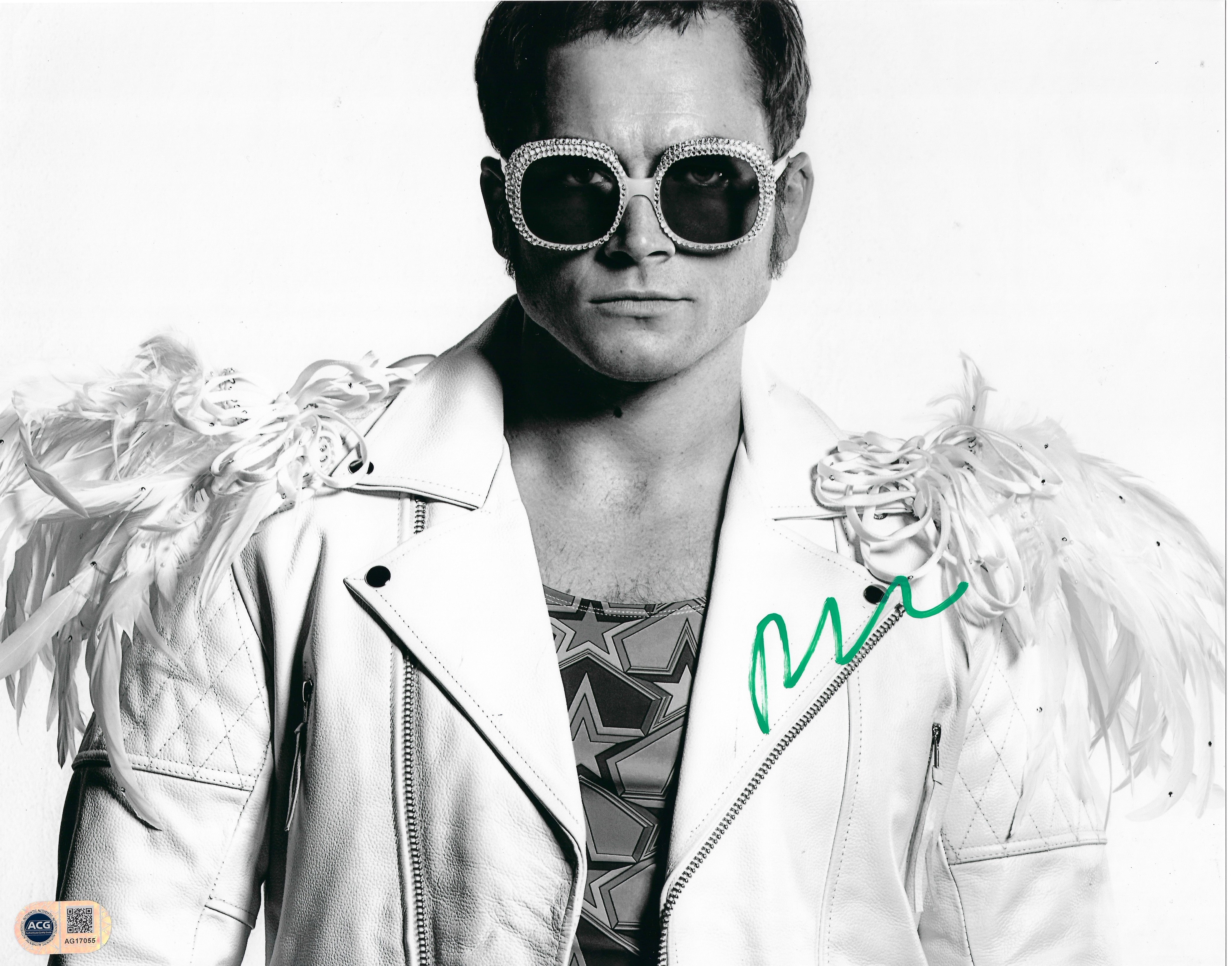 TARON EGERTON SIGNED ROCKETMAN ELTON JOHN 14x11 PHOTO (ACG CERT AG17054)