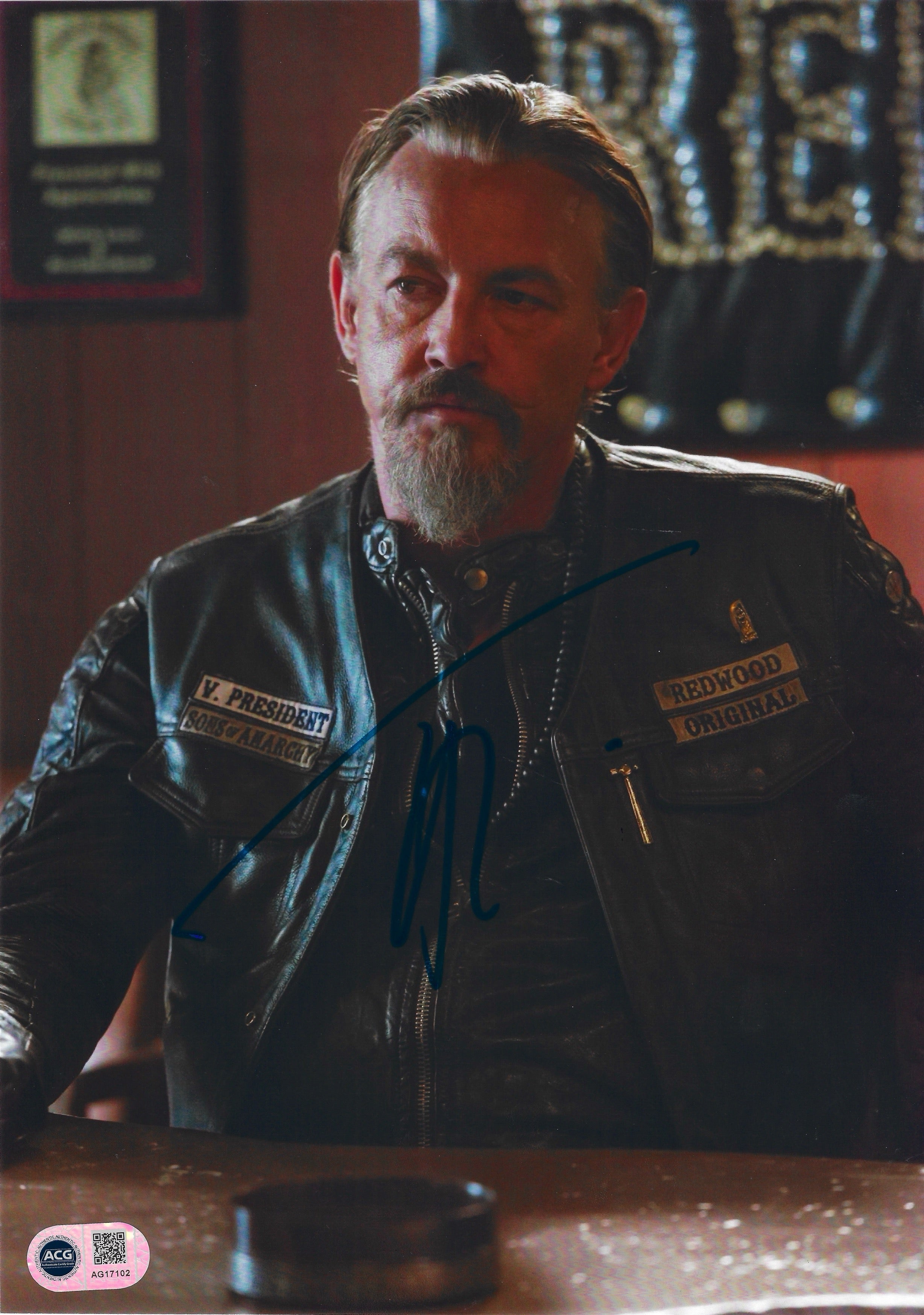 TOMMY FLANAGAN SIGNED CHIBS SONS OF ANARCHY 12x8 PHOTO (ACG CERT AG17102)