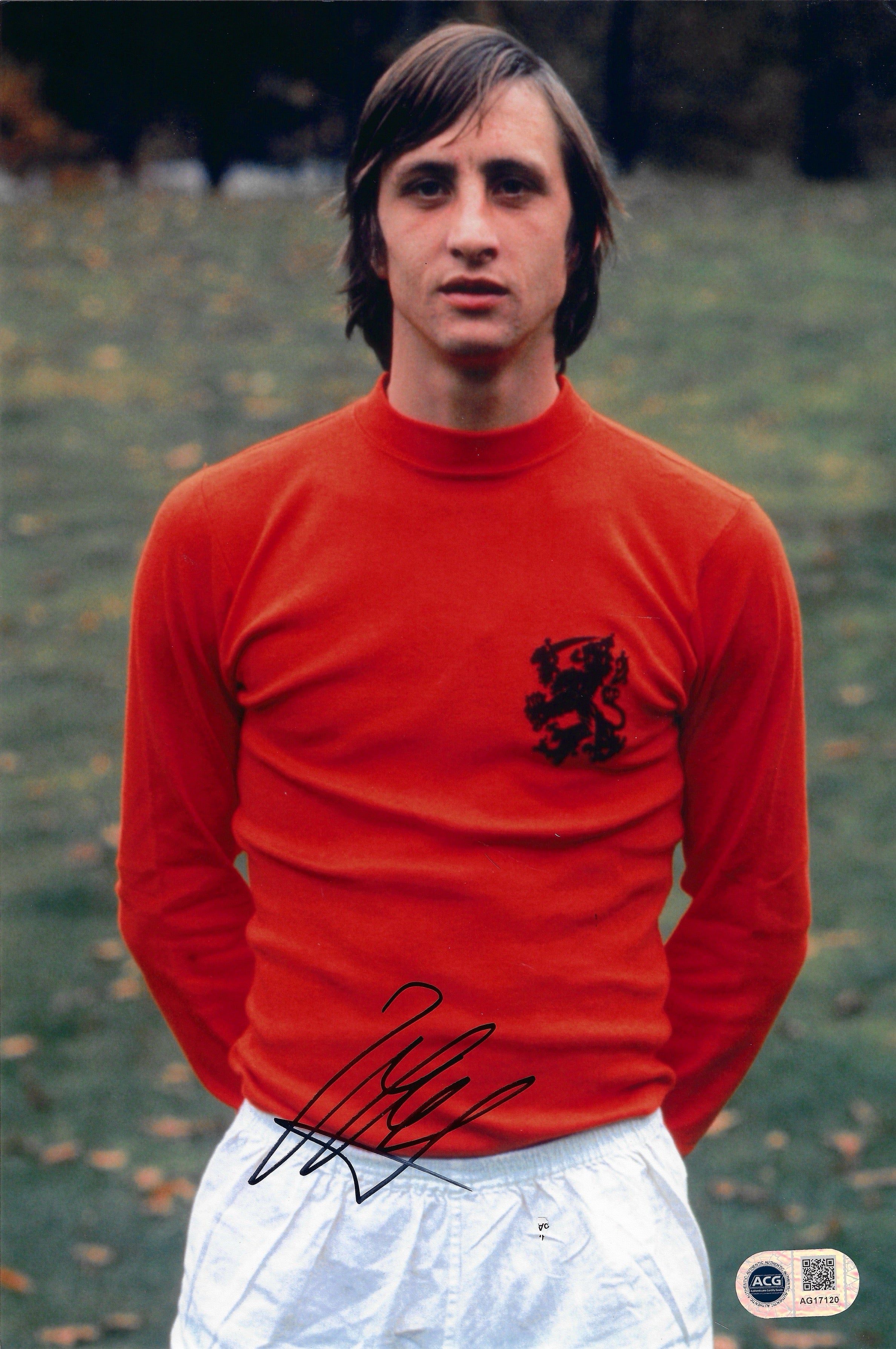 JOHAN CRUYFF SIGNED NETHERLANDS 12X8 PHOTO (ACG CERT AG17120)