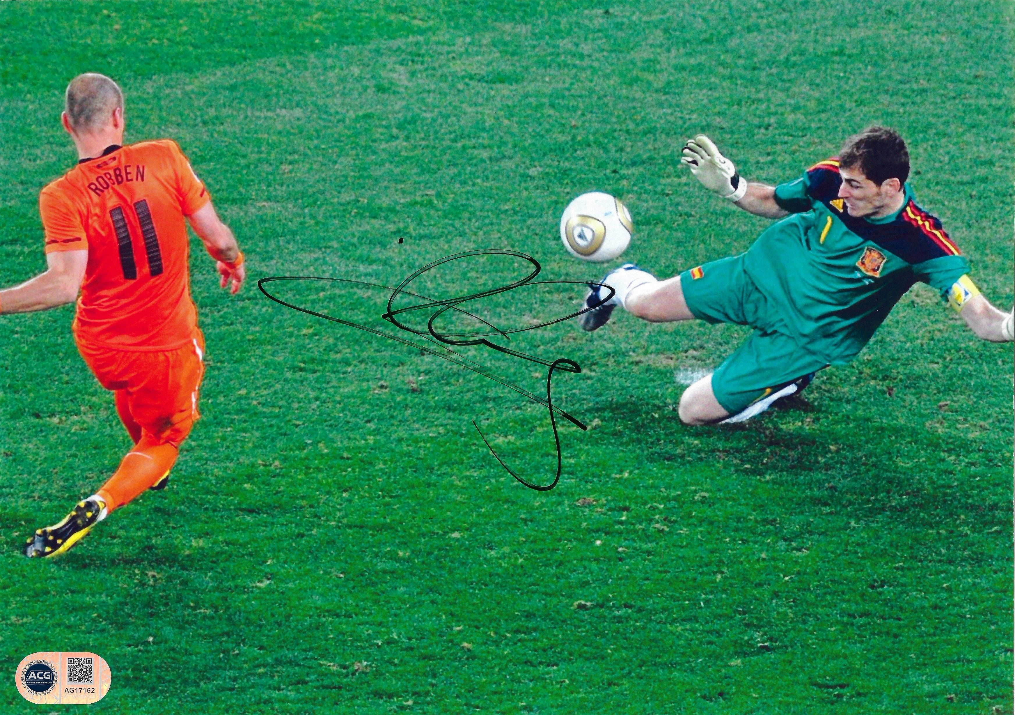 IKER CASILLAS SIGNED SPAIN 2010 WORLD CUP WINNERS 12X8 PHOTO (ACG CERT AG17162)