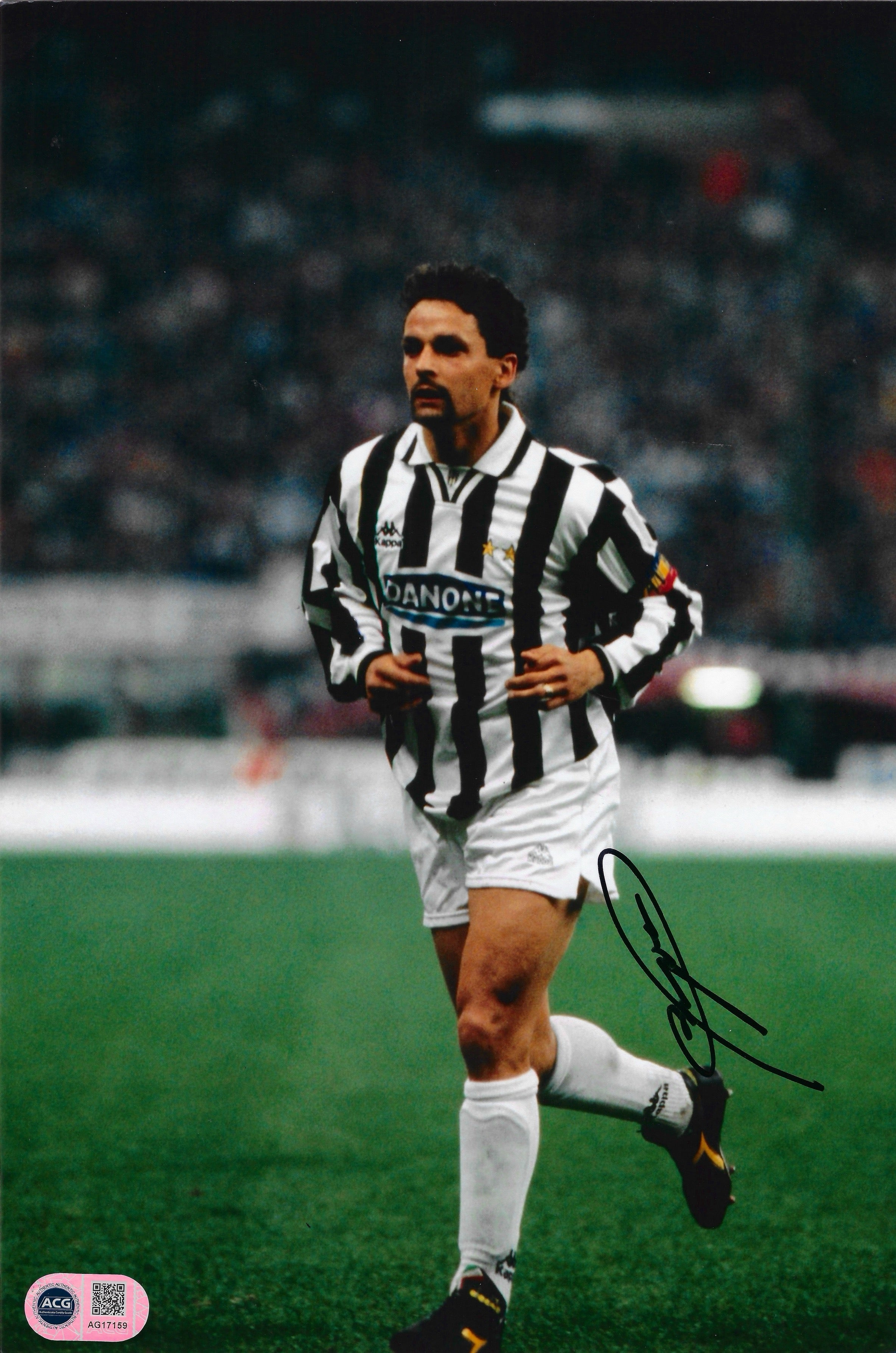 ROBERTO BAGGIO SIGNED 12x8 JUVENTUS ITALY LEGEND PHOTO (ACG CERT