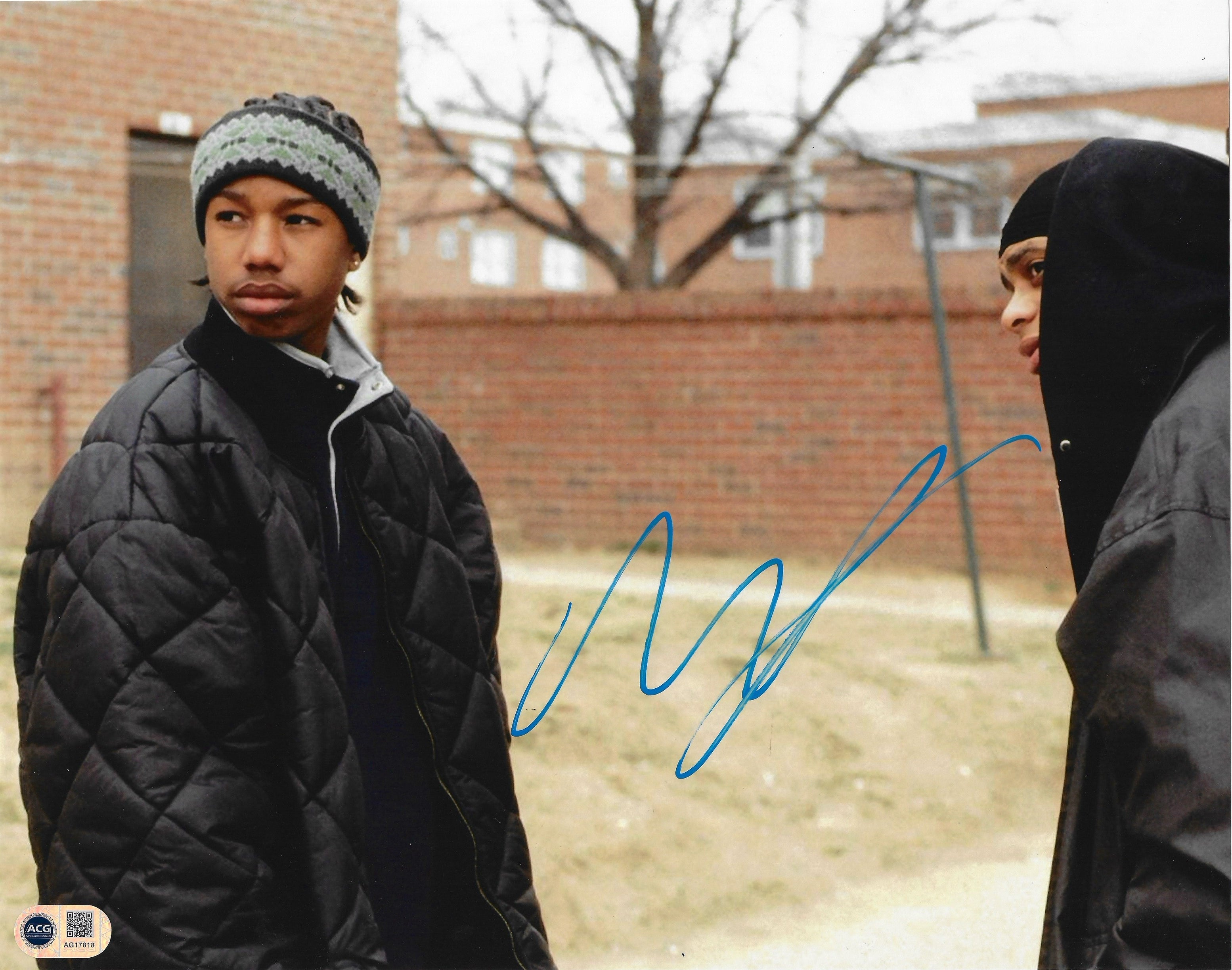 MICHAEL B JORDAN SIGNED WALLACE THE WIRE 14x11 PHOTO (ACG CERT AG17818)
