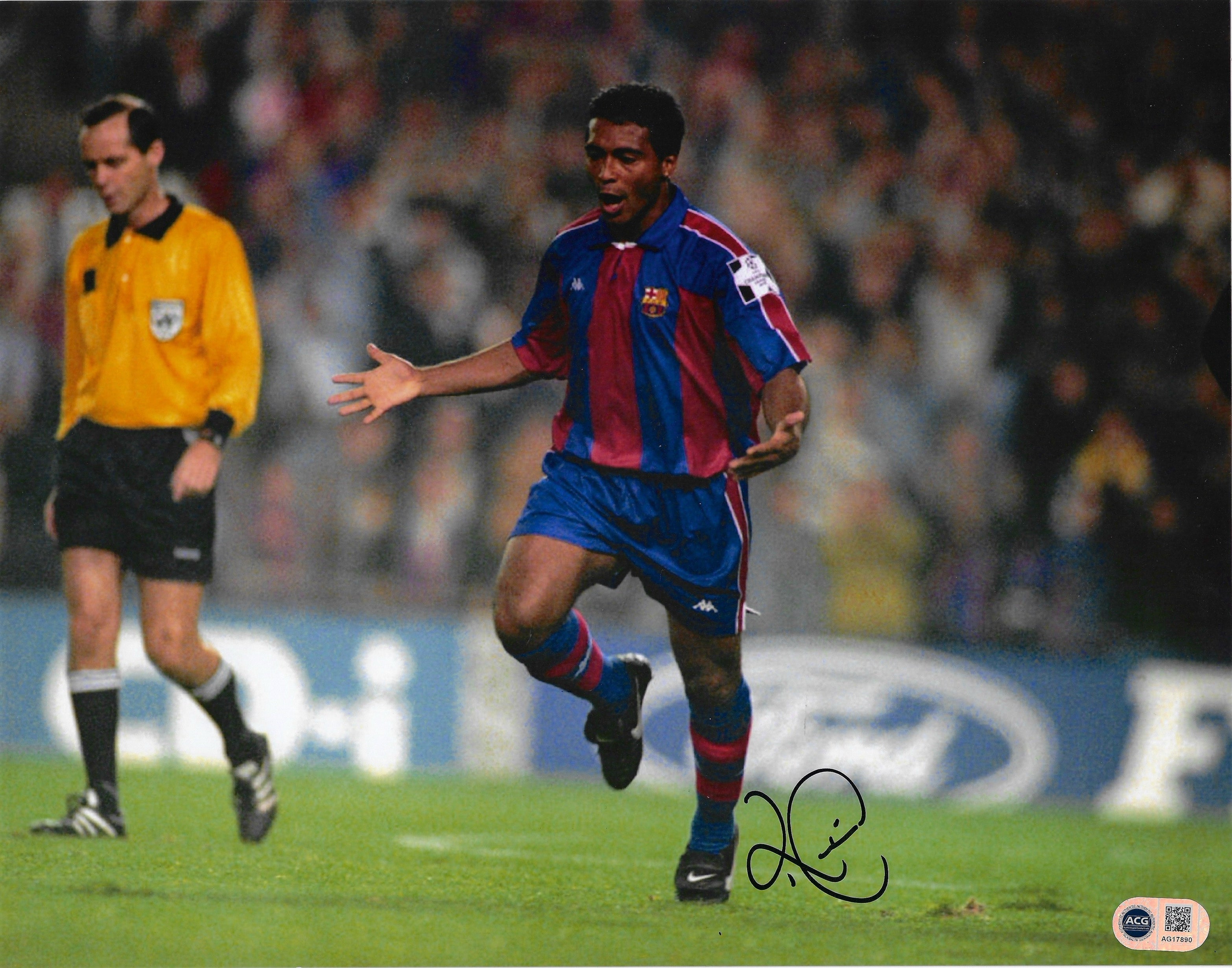 ROMARIO SIGNED FC BARCELONA 1994 14X11 PHOTOGRAPH (ACG CERT AG17890)