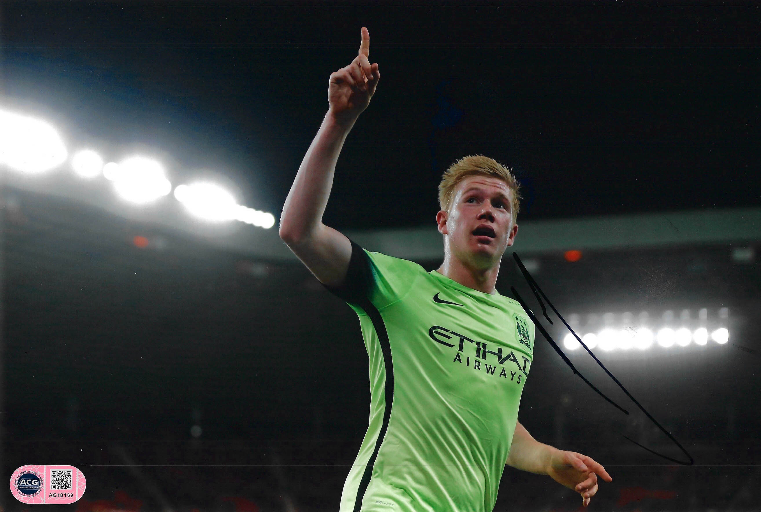 KEVIN DE BRUYNE SIGNED MANCHESTER CITY 12X8 PHOTO (ACG CERT AG18169)