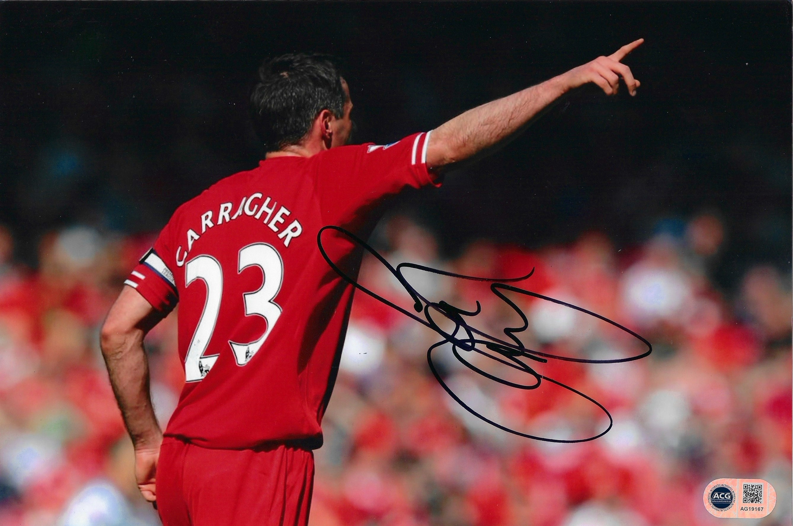 JAMIE CARRAGHER SIGNED LIVERPOOL FC 12x8 PHOTO (ACG CERT AG19167)