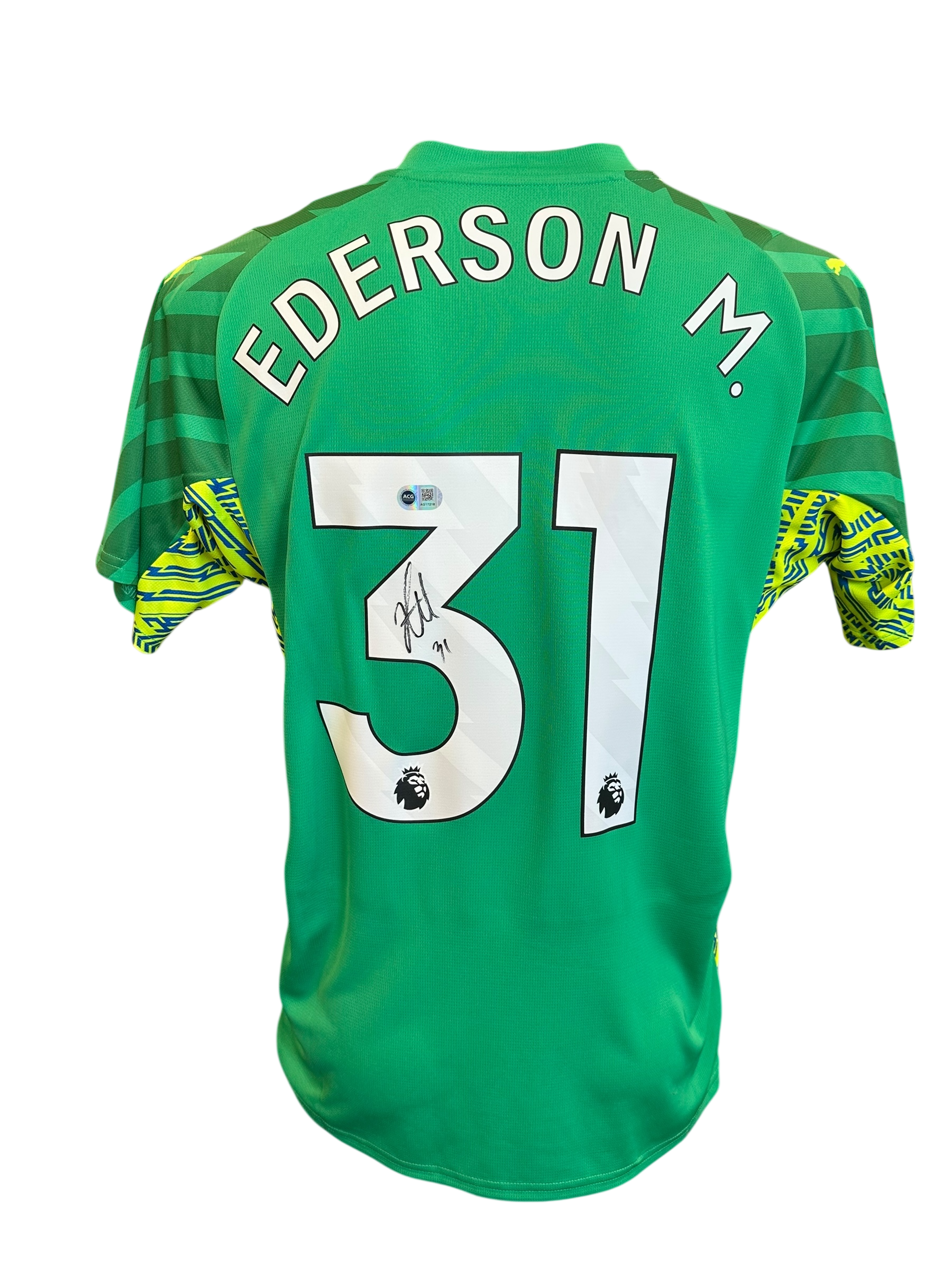 EDERSON MORAES SIGNED 2024/25 MANCHESTER CITY GK SHIRT (ACG CERT AG17218)