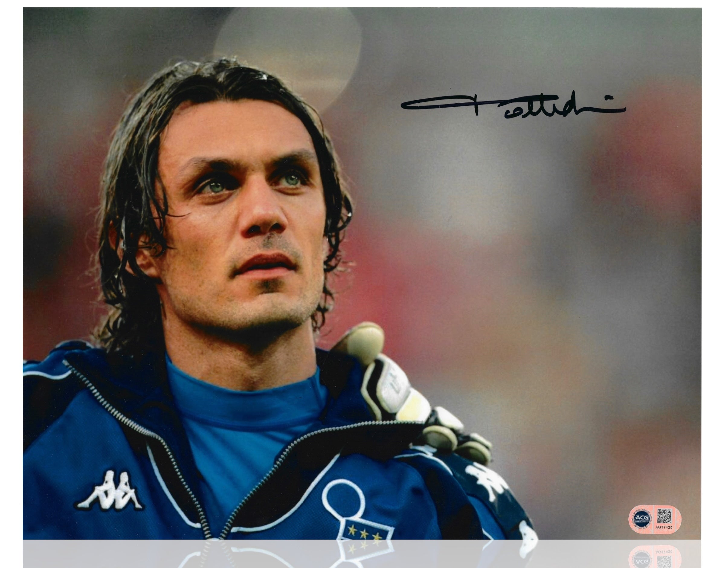 PAOLO MALDINI SIGNED AC MILAN ITALY LEGEND 14x11 PHOTO (ACG CERT AG17420)