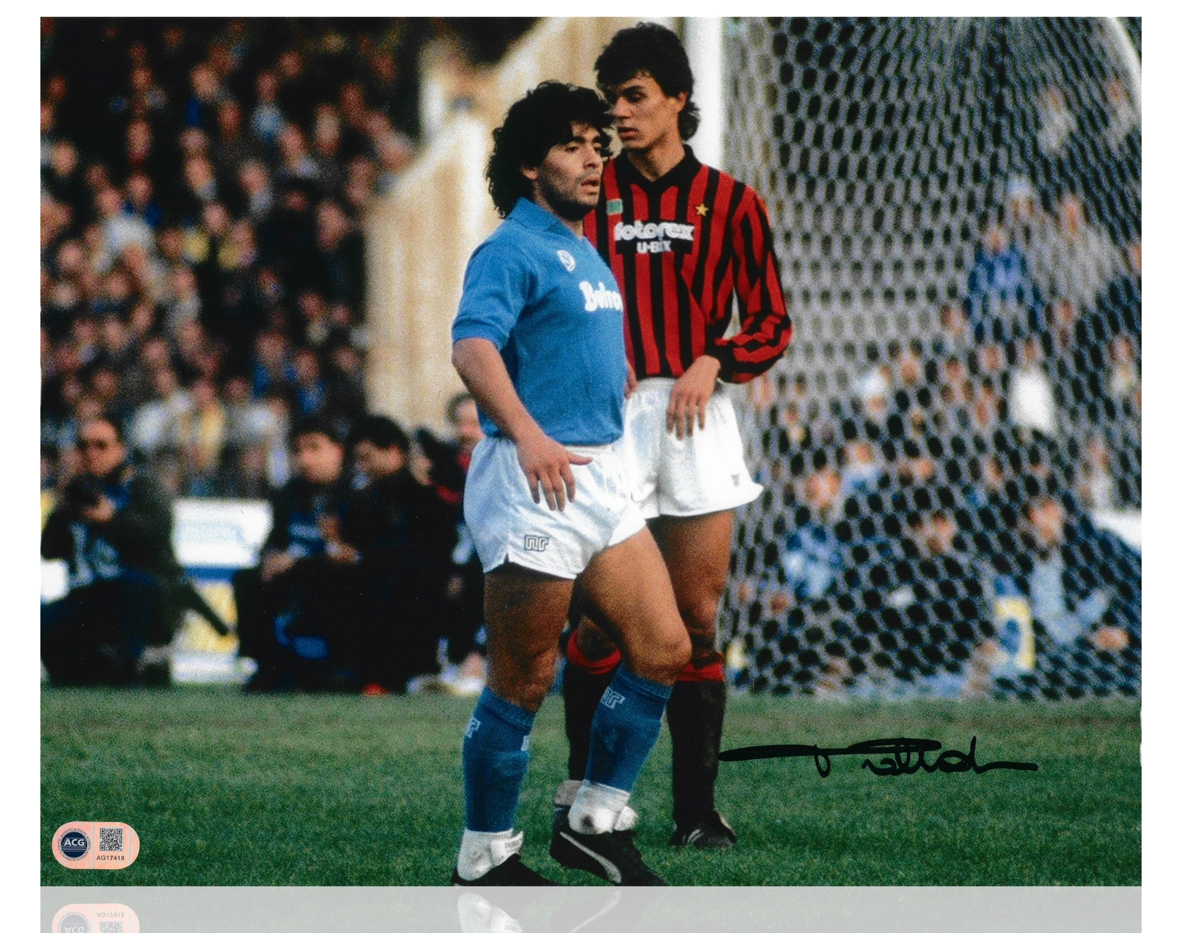 PAOLO MALDINI SIGNED AC MILAN ITALY LEGEND 14x11 PHOTO (ACG CERT AG17418)