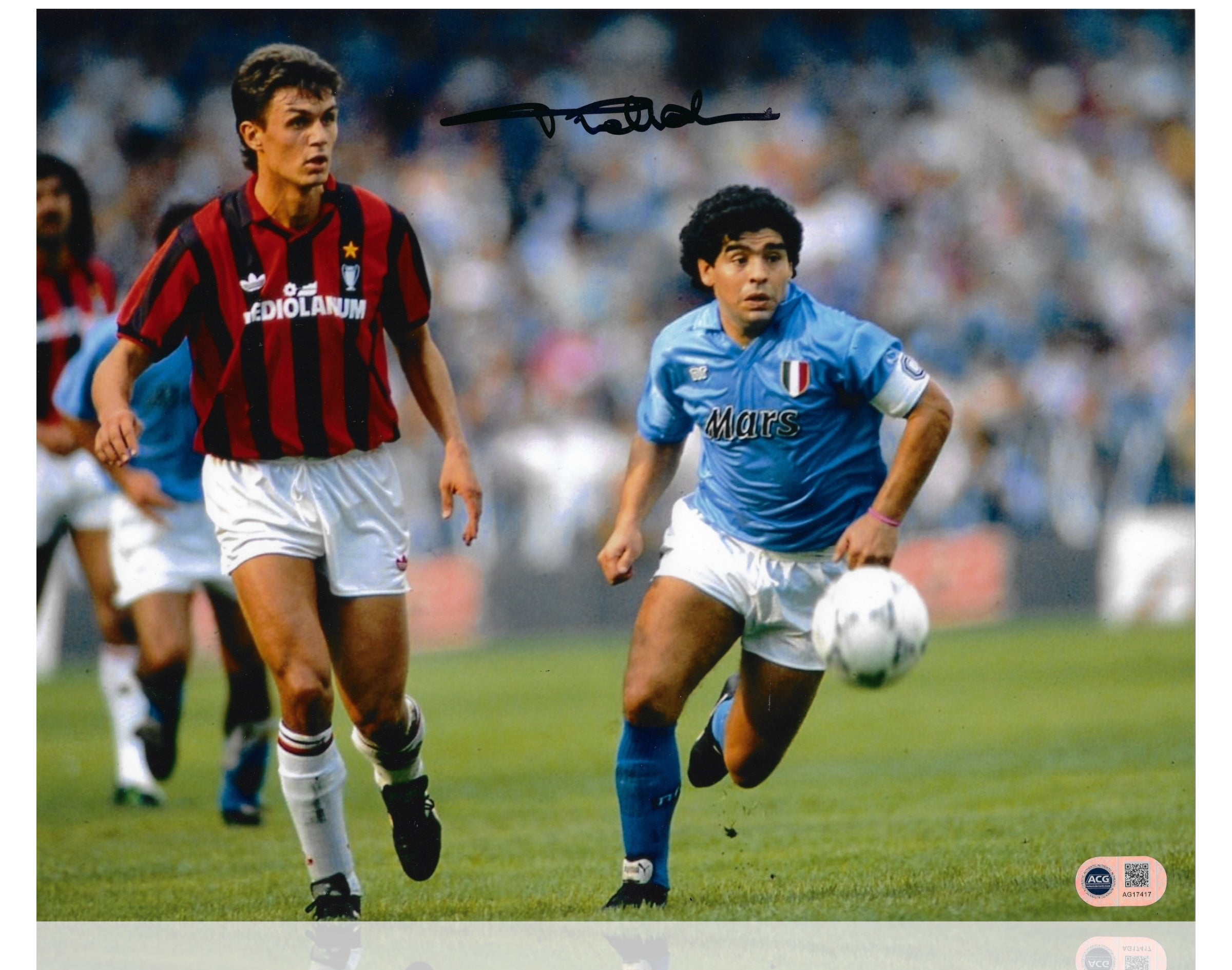 PAOLO MALDINI SIGNED AC MILAN ITALY LEGEND 14x11 PHOTO (ACG CERT AG17417)