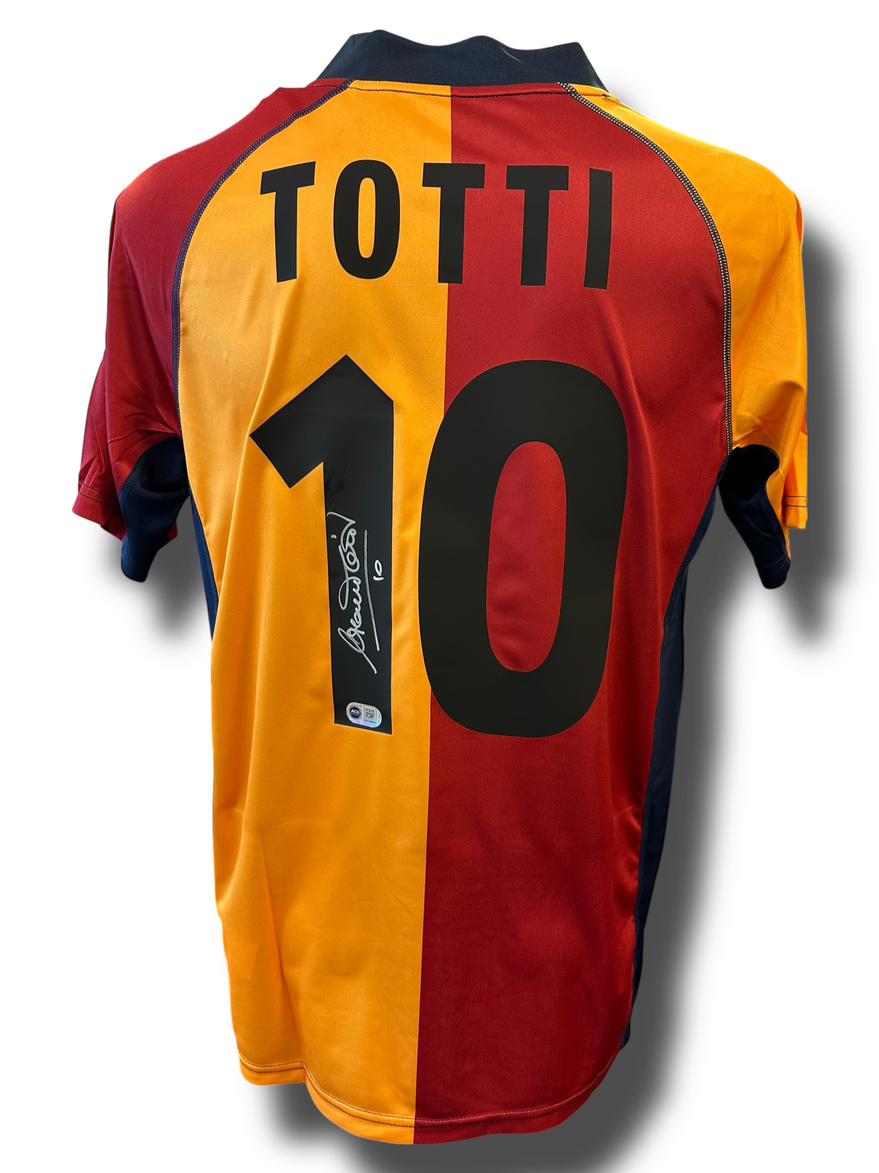 FRANCESCO TOTTI SIGNED AS ROMA 2001/02 HOME SHIRT (ACG CERT AG16595)